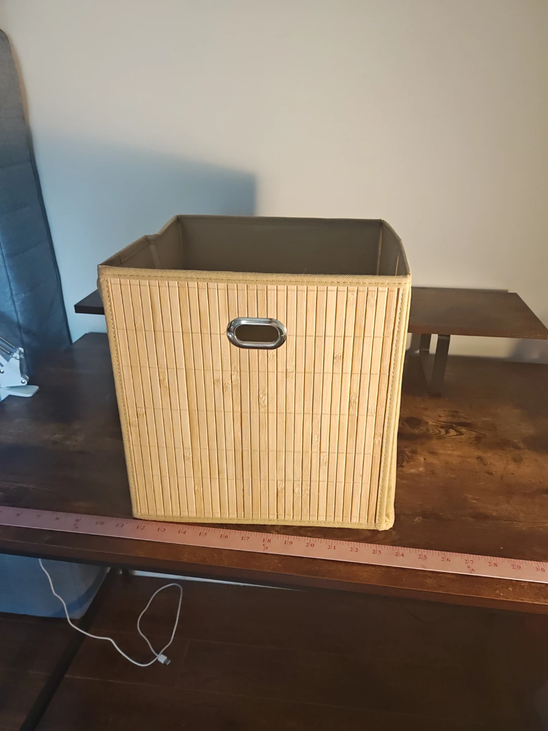 Bamboo Storage Bin with Metal Handle
