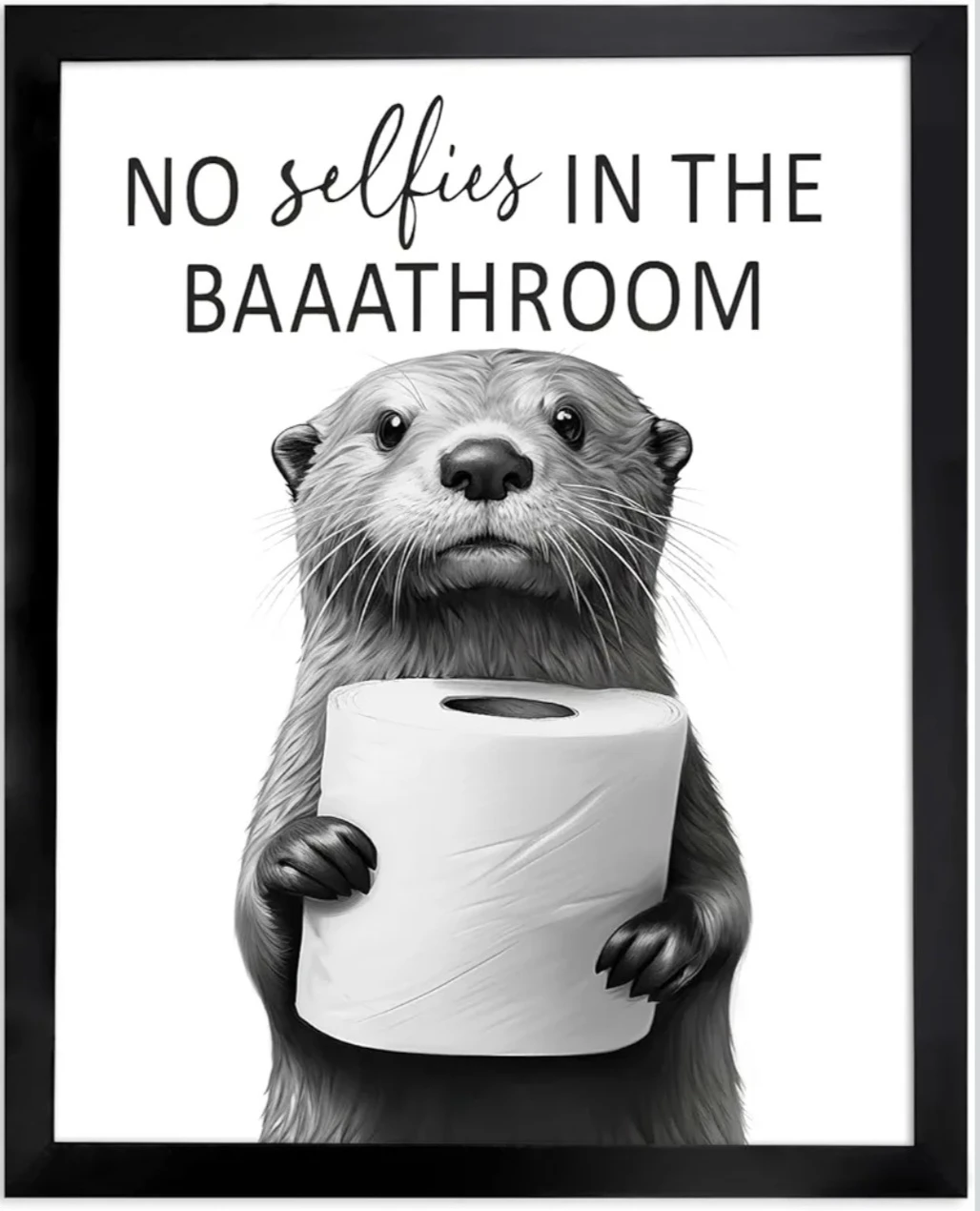 Funny Bathroom Art Print on Canvas 8"x10" Framed