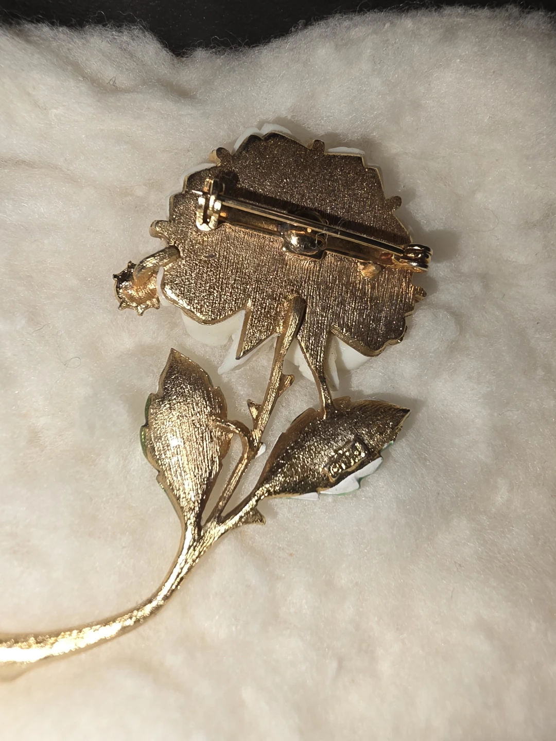 Vintage rose ladybug pin brooch JJ stamp on back - photo 2