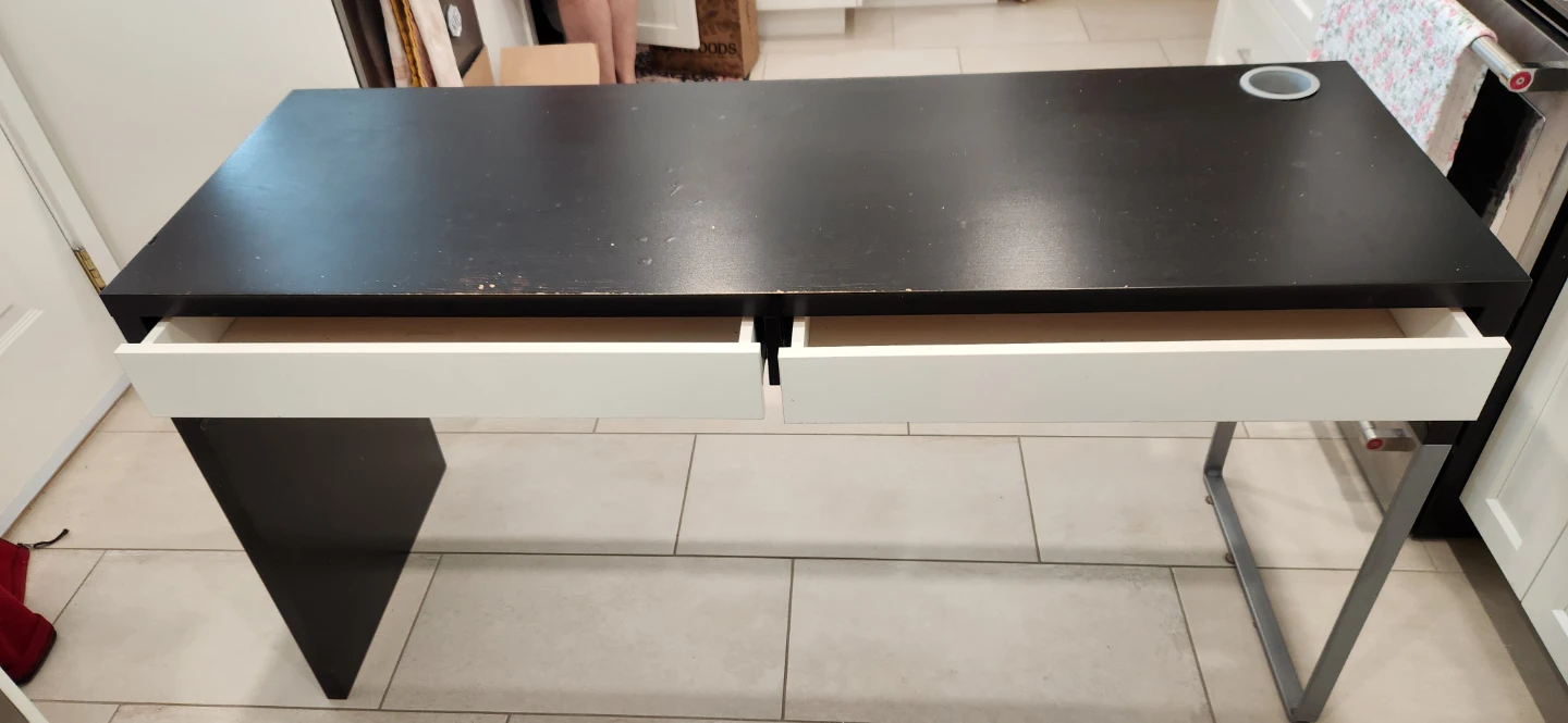 Black Top Desk with White Drawers D19 5/8 x W 56" x H 19 1/2 - photo 2