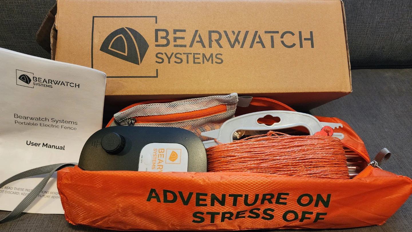 BEARWATCH portable electric bear fence.