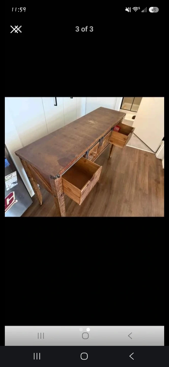 Rustic Wooden Console Table with Sliding Barn Doors - photo 2