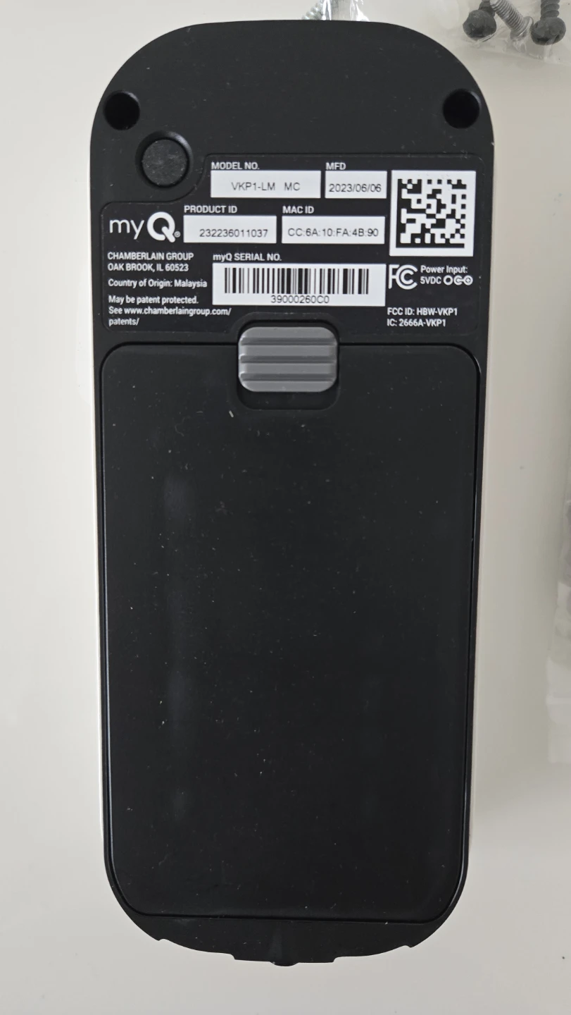 myQ VKP1-LM MC Smart Garage Door Opener Keypad - photo 3