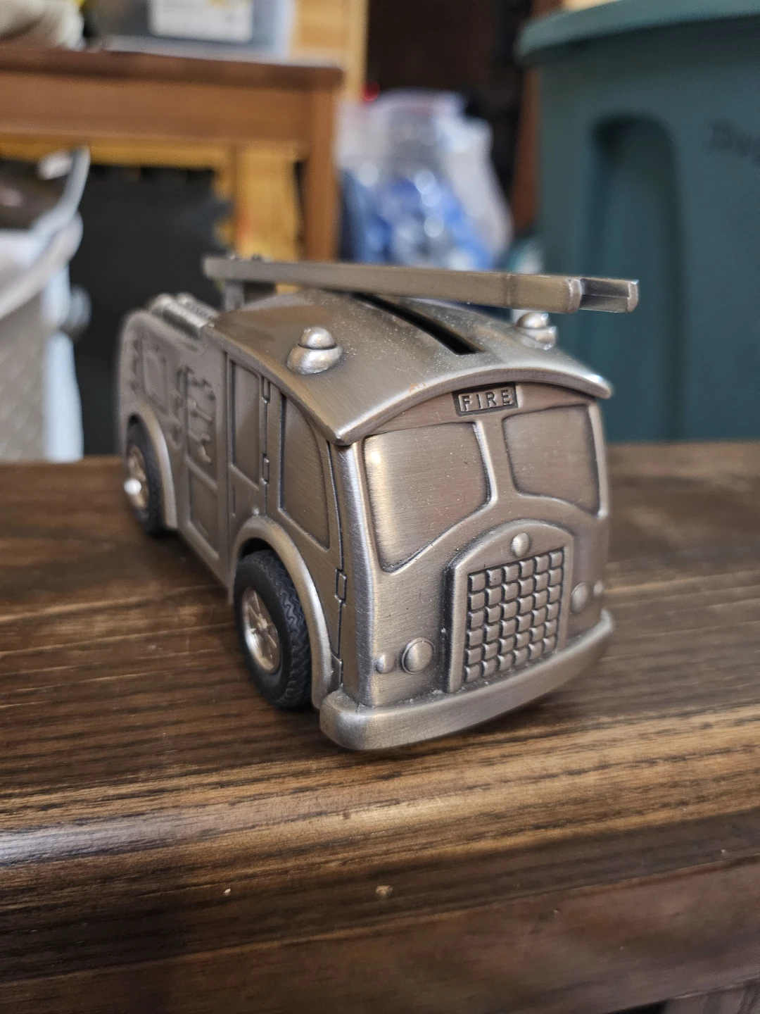 Metal Fire Truck Coin Bank - photo 2