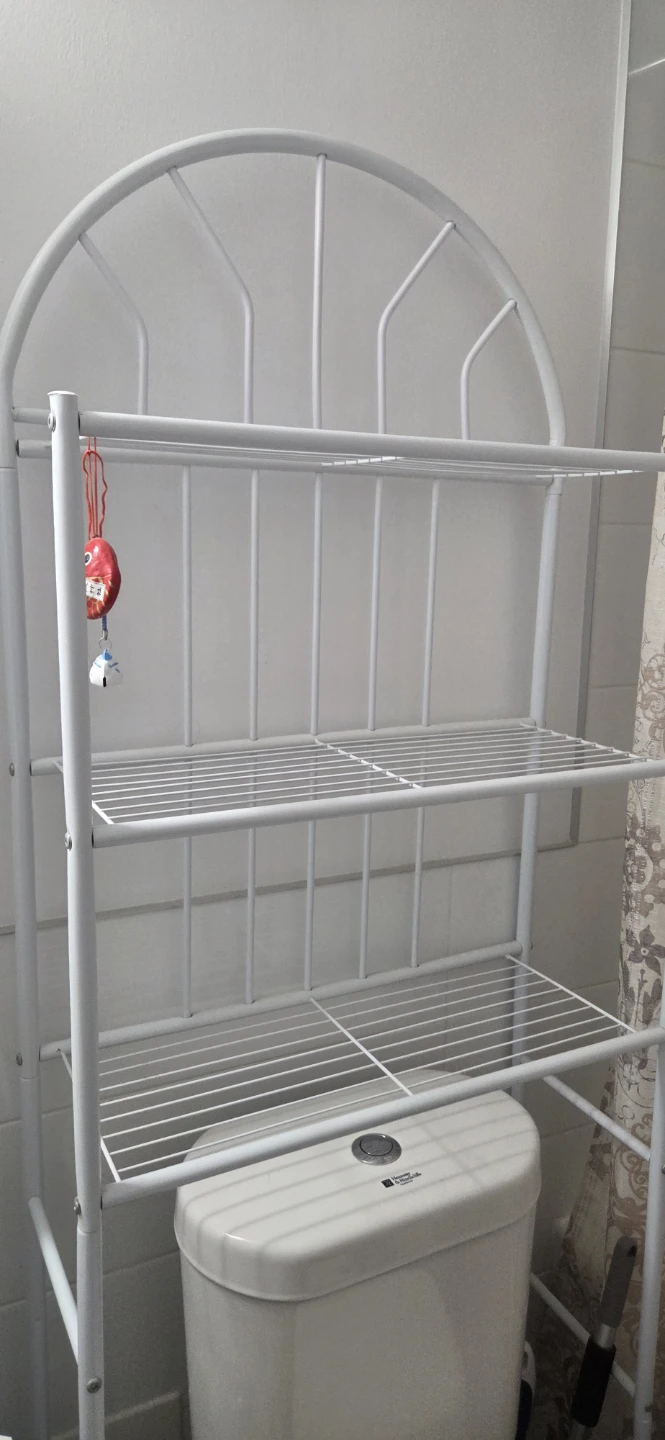 White Metal Over-the-Toilet Shelf Unit with Baskets