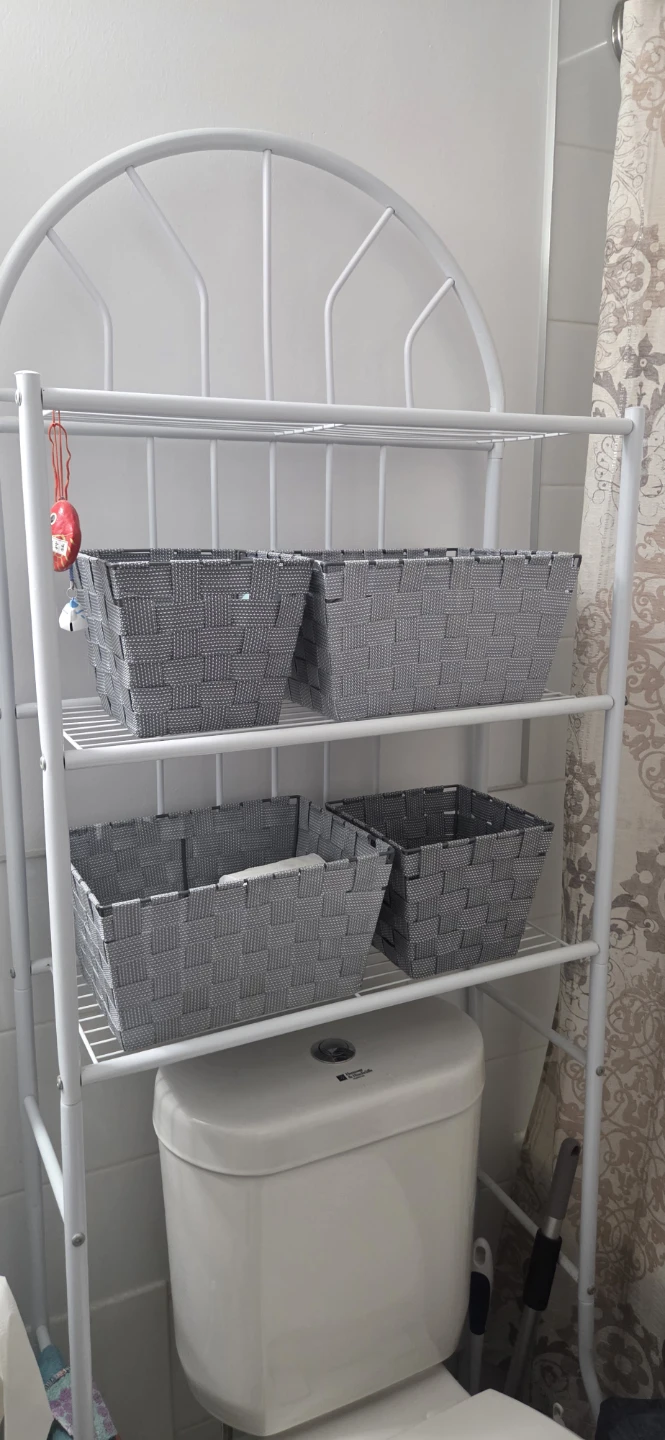 White Metal Over-the-Toilet Shelf Unit with Baskets - photo 2