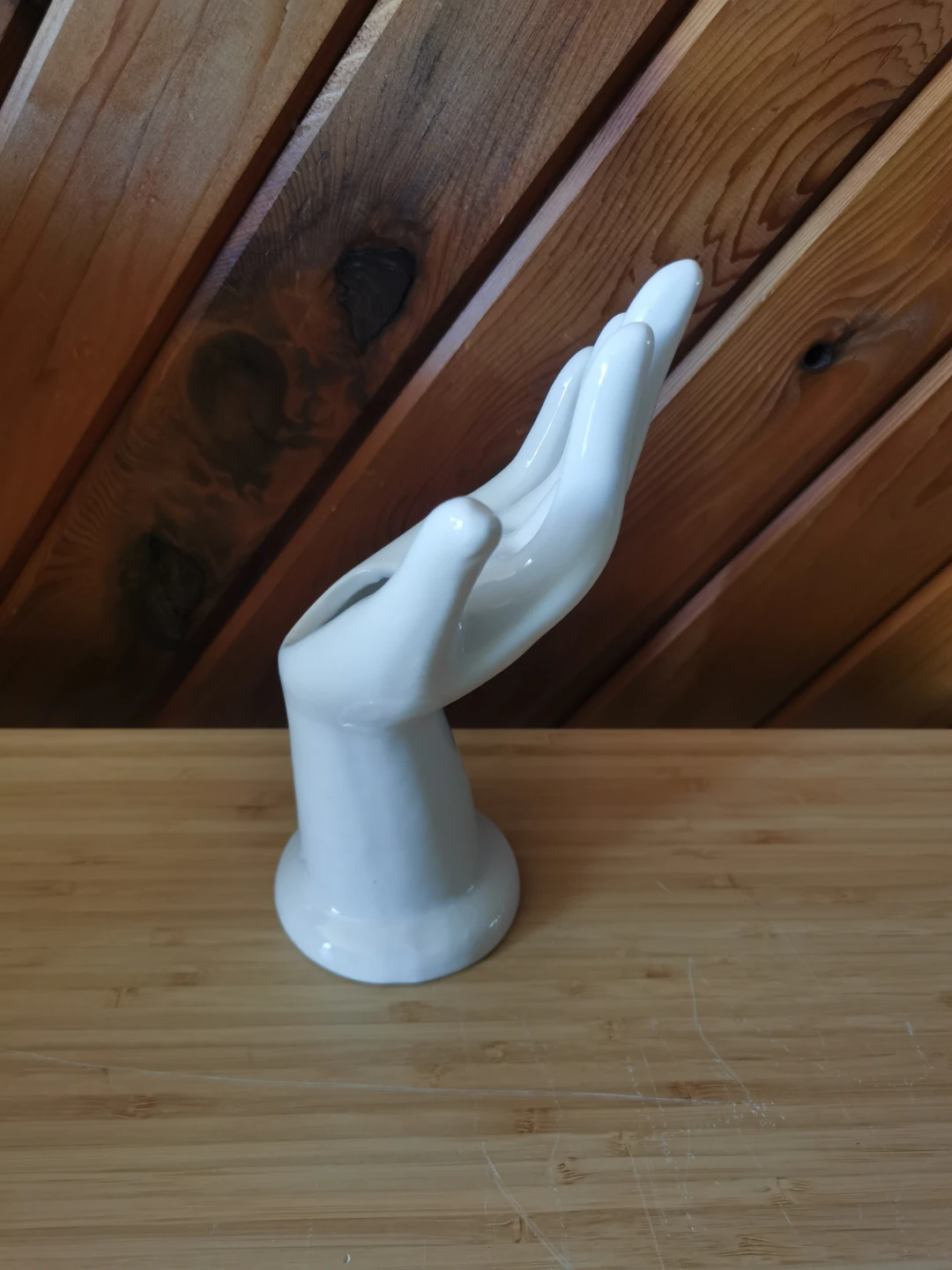 Vintage White Ceramic Hand Vase Sculpture Decor - photo 2