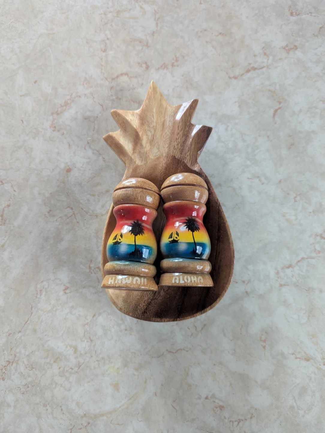 Vintage Wooden Hawaiian Salt & Pepper Shaker Set