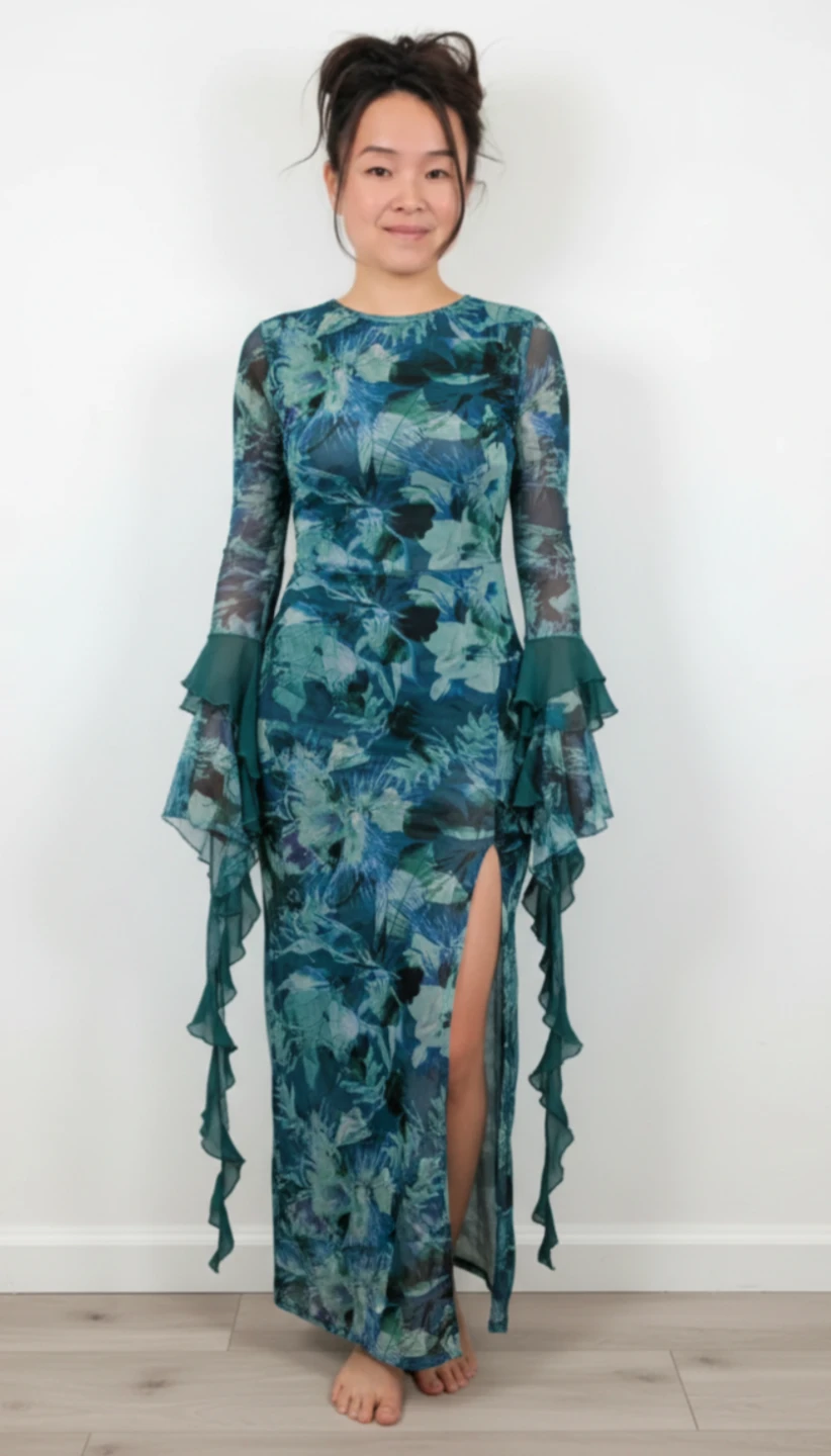 Fashion Nova Floral Mesh Dress