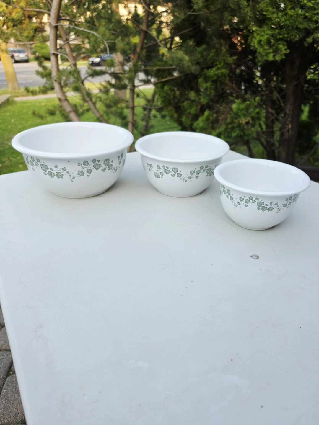 Corelle Mixing Bowls Set - 3 Piece Green Floral Pattern