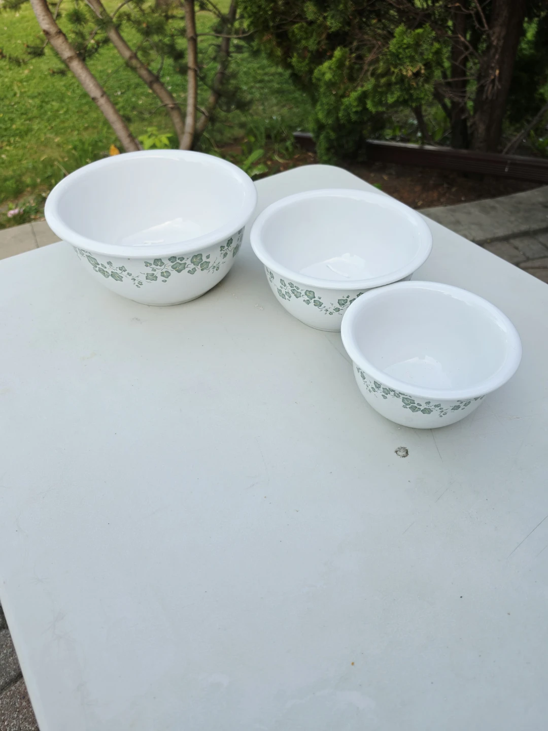 Corelle Mixing Bowls Set - 3 Piece Green Floral Pattern - photo 2