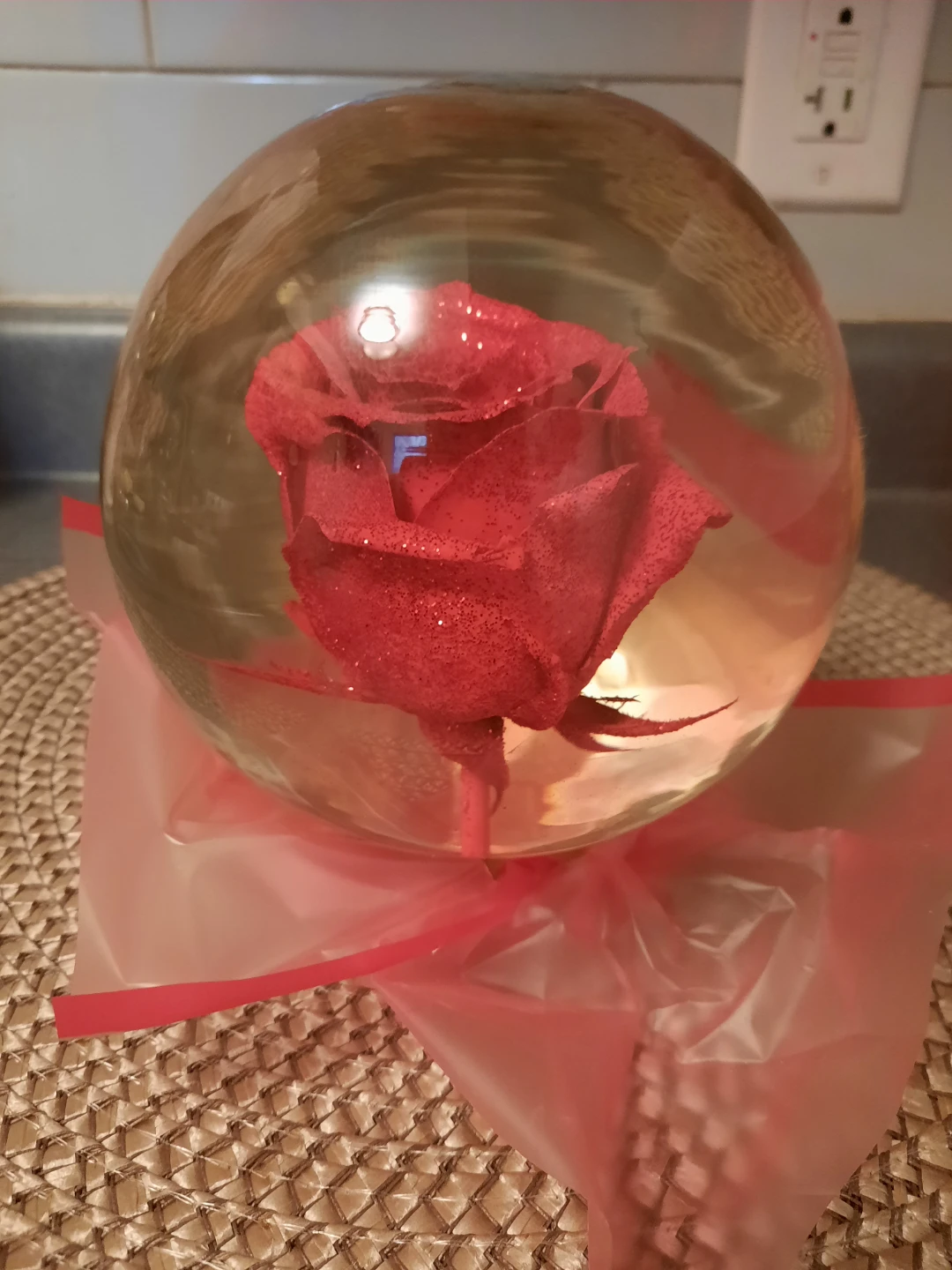 Preserved Red Rose in Glass Sphere