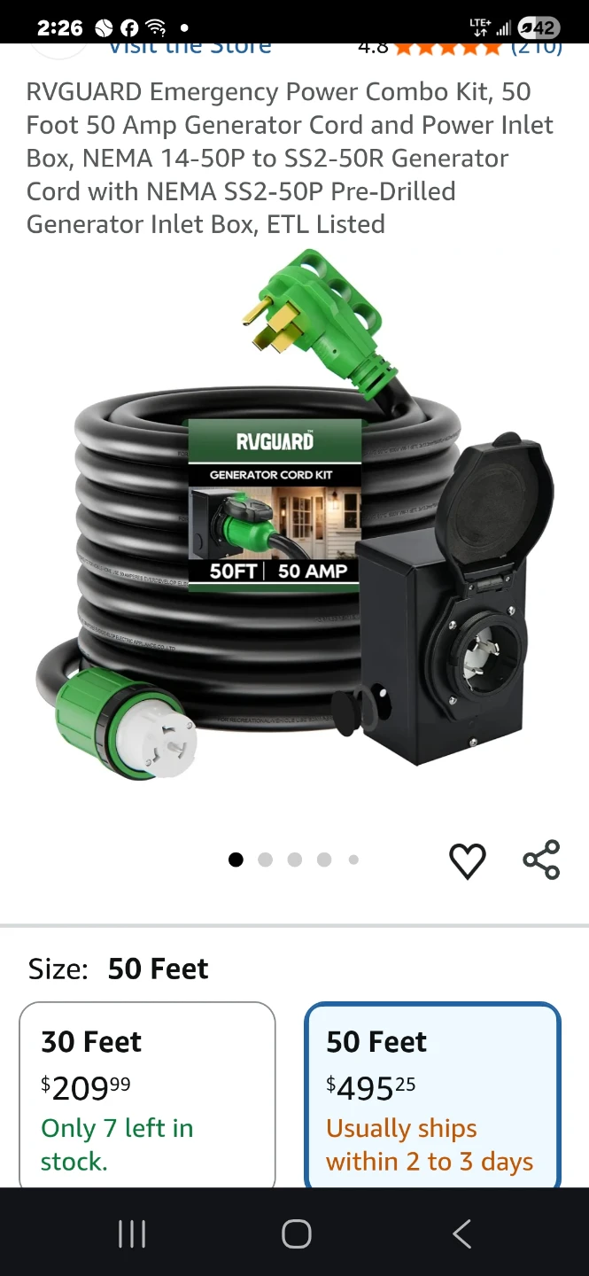 RVGUARD 50 Foot 50 Amp Generator Power Combo Kit - photo 2
