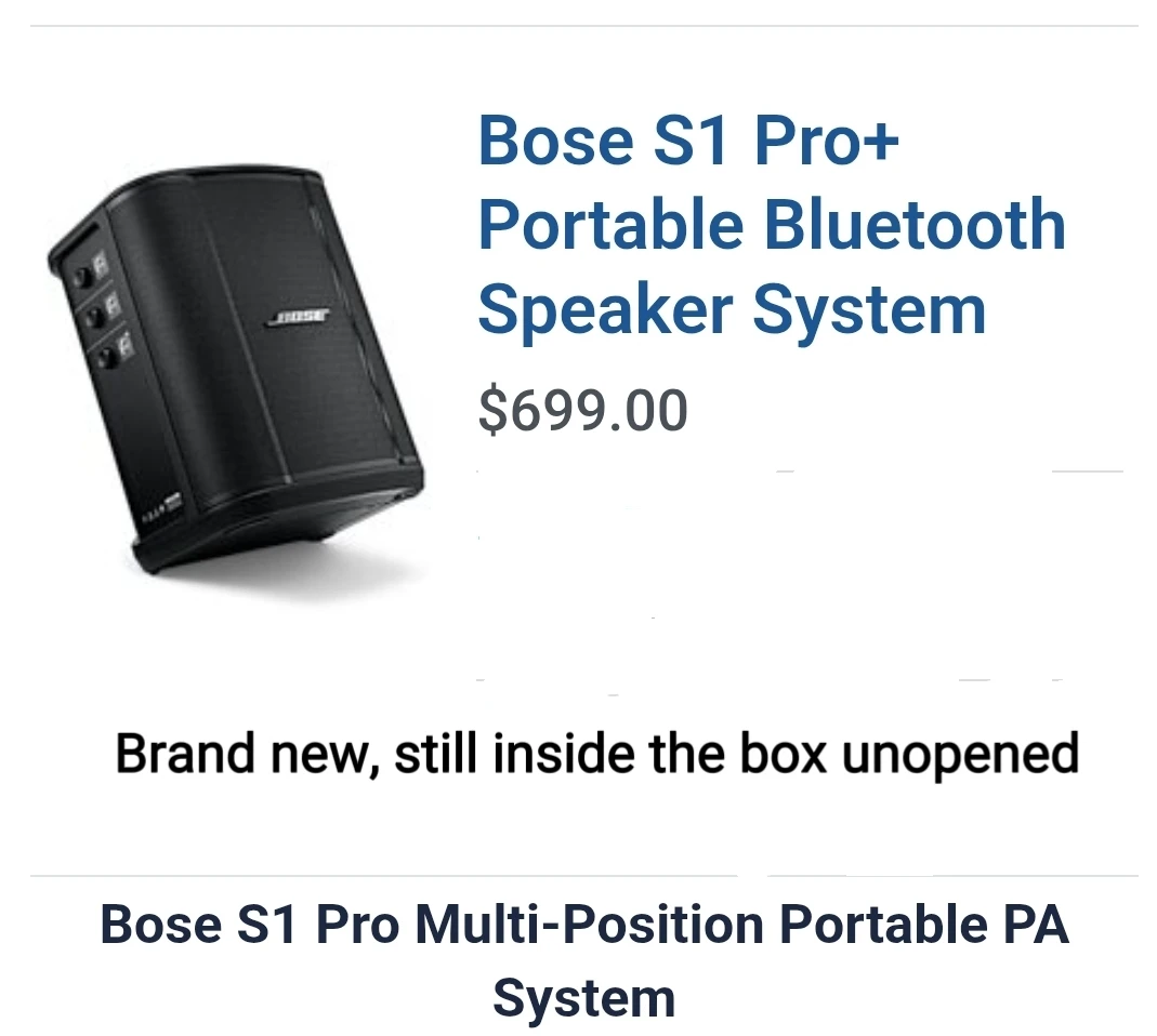 Bose S1 Pro+ Portable Bluetooth Speaker System