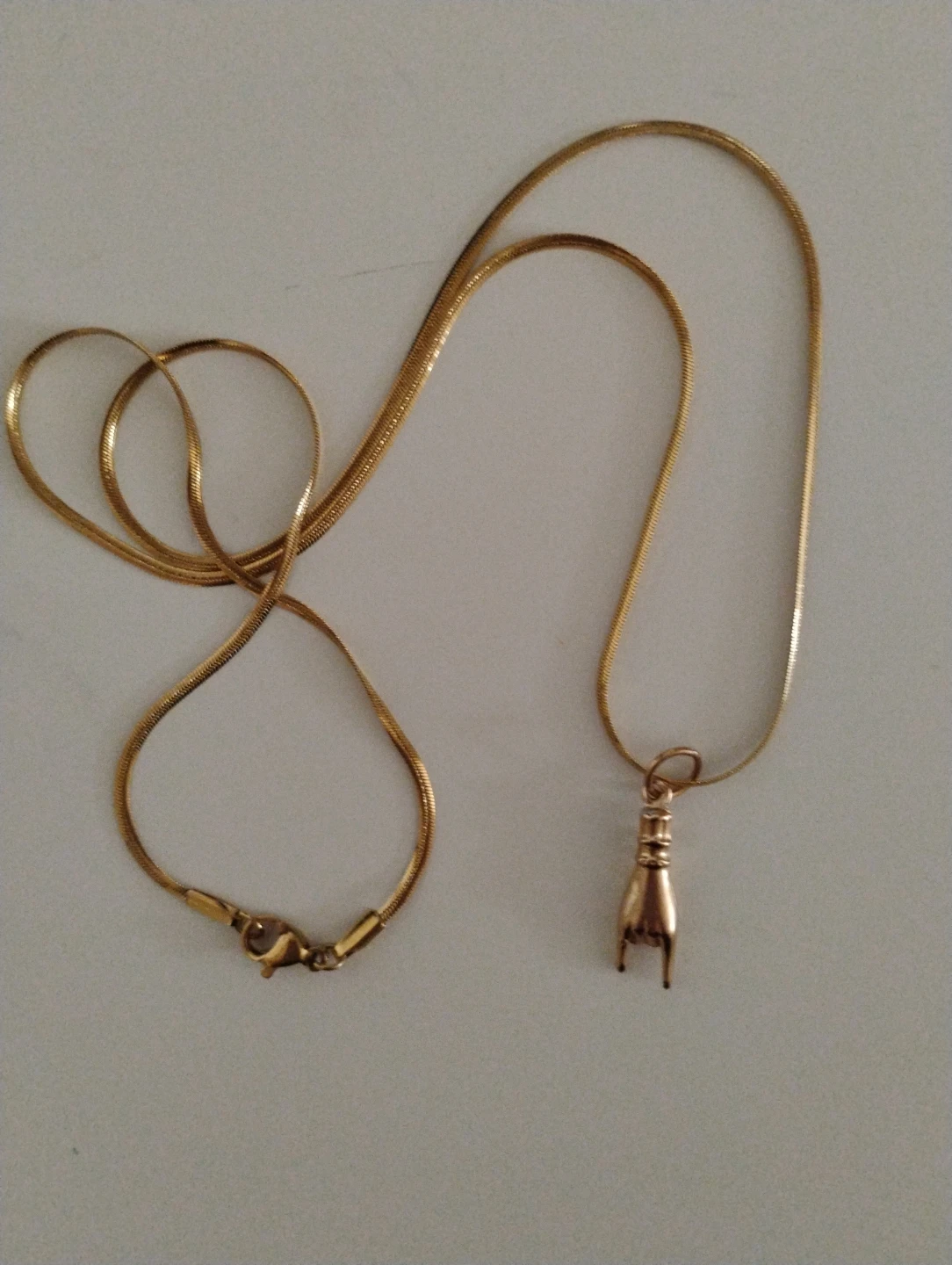 Gold Tone Hand Pendant Necklace