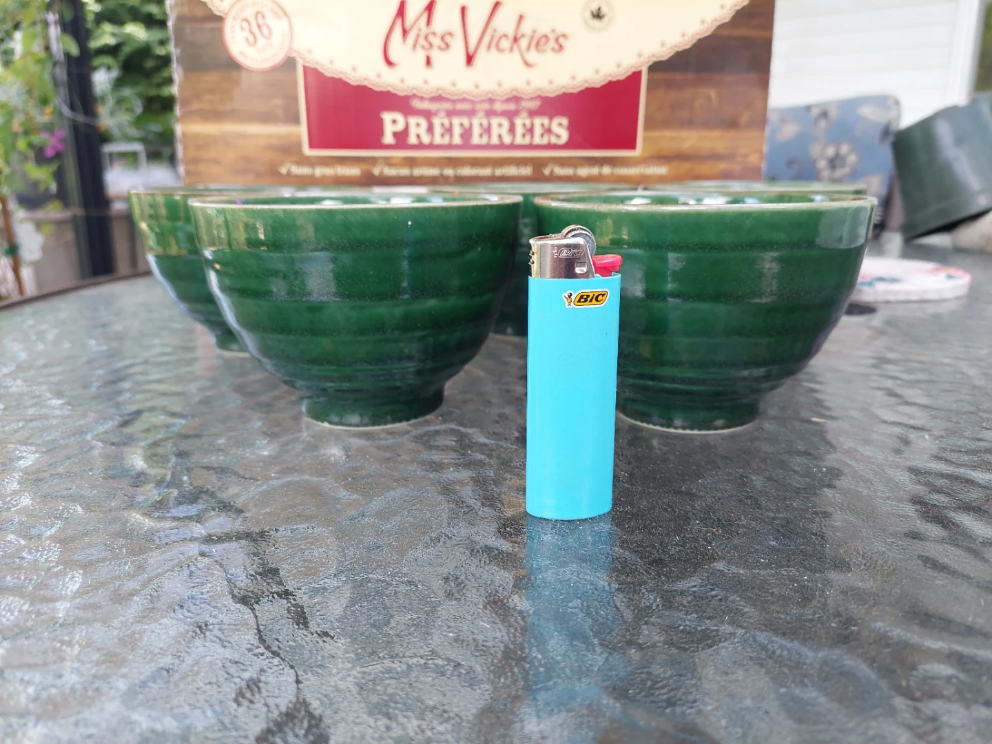 Set of 5 Green Ceramic Bowls