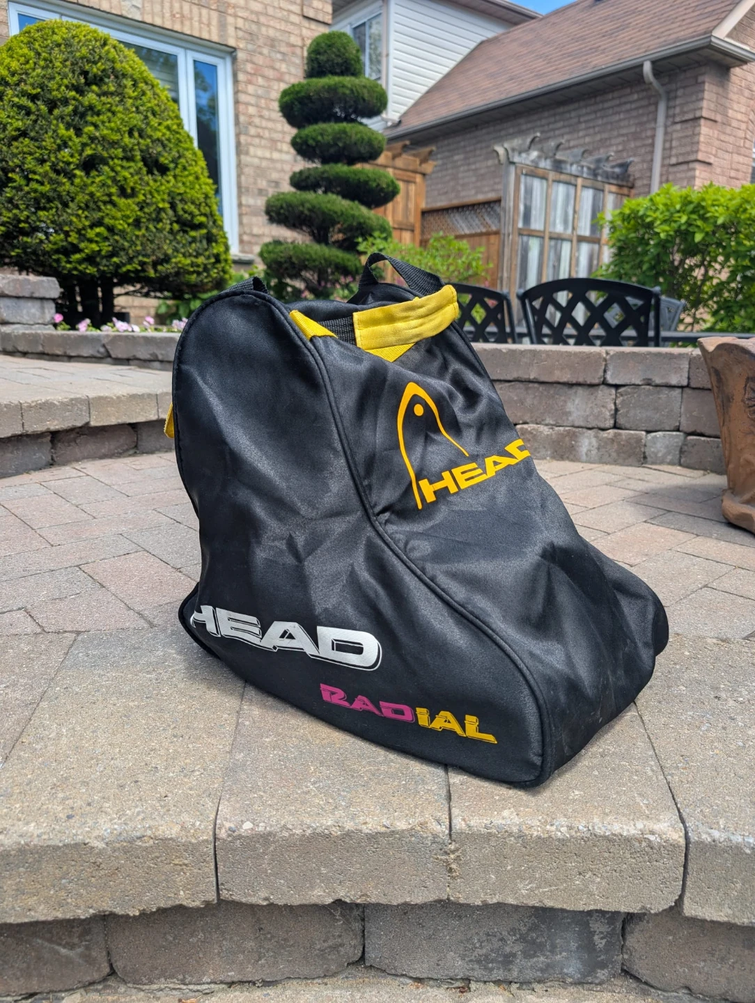 Vintage Neon HEAD Radial black ski boot bag
