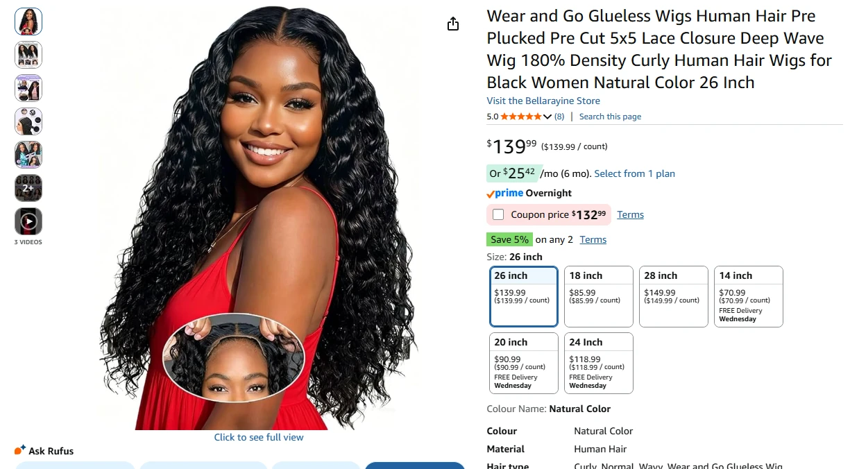 Wear and Go Glueless Wig Human Hair 26 Inch - photo 2