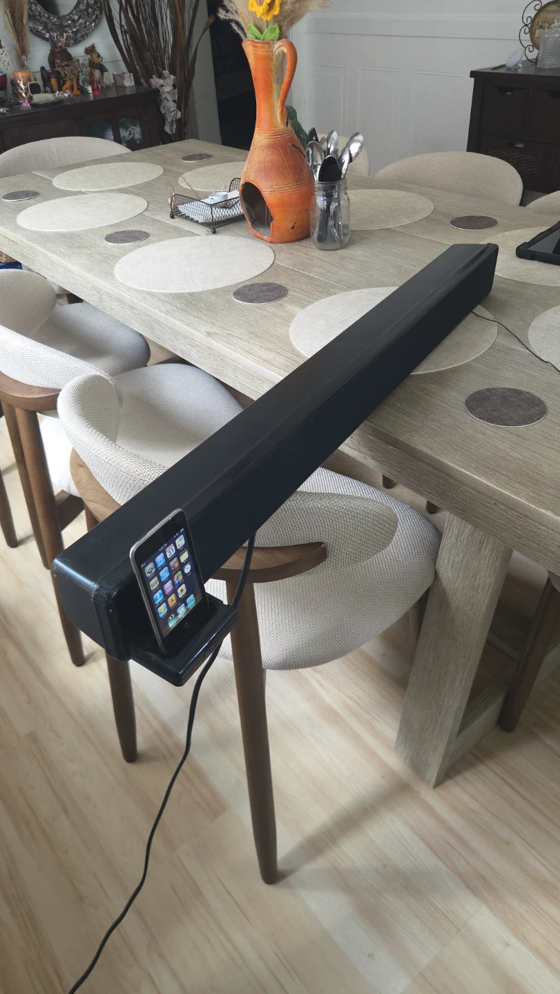 Black Soundbar with iPod Dock