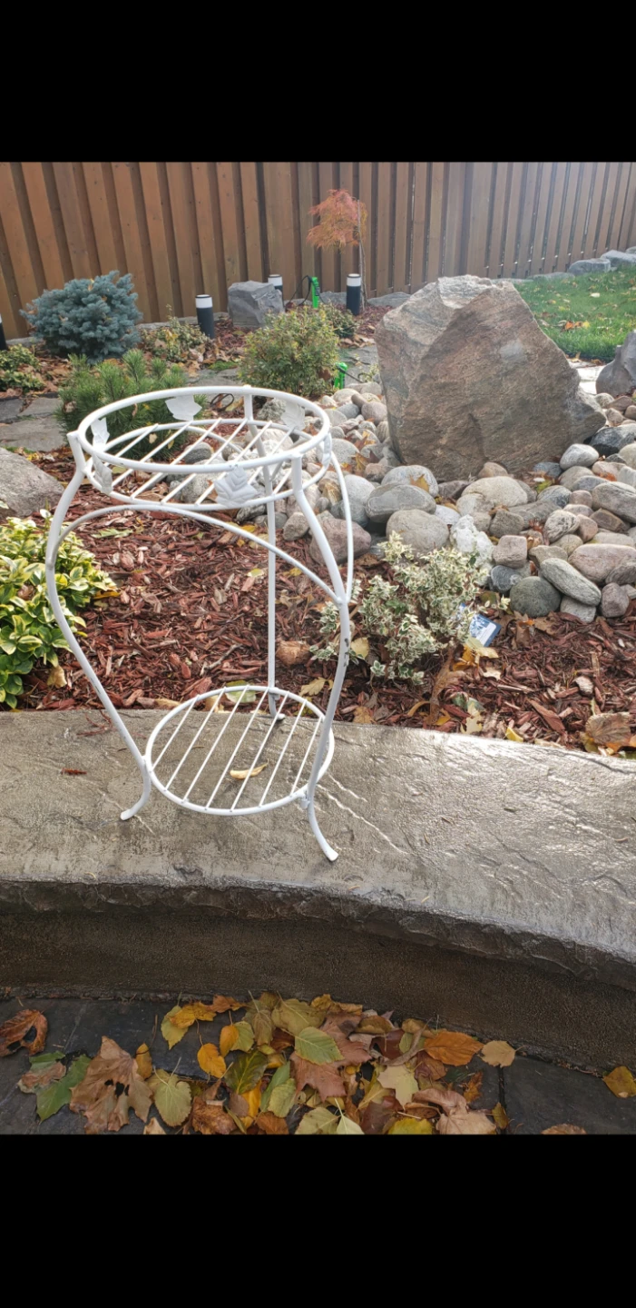 White Metal 2-Tier Plant Stand - photo 2