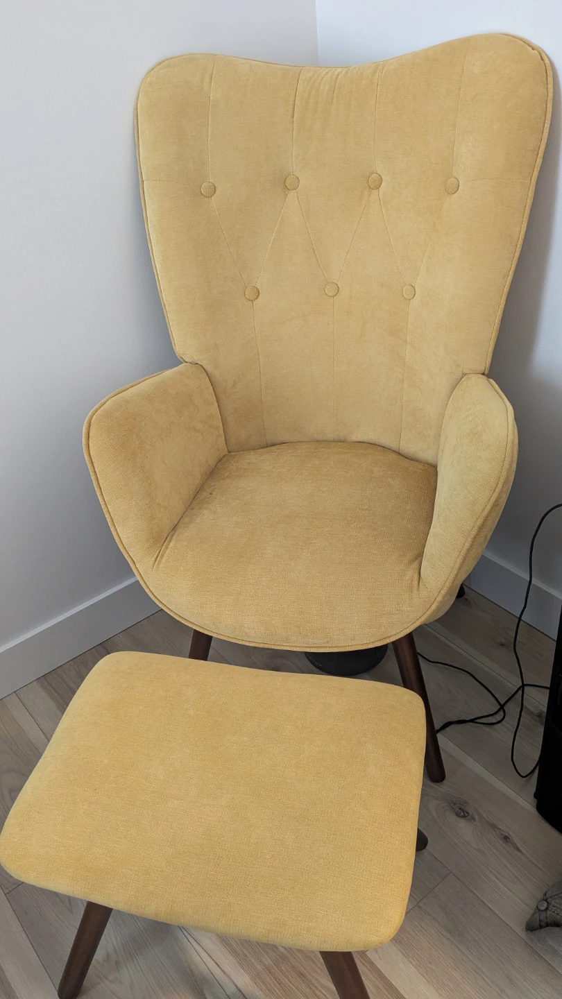 Yellow Accent Chair with Ottoman