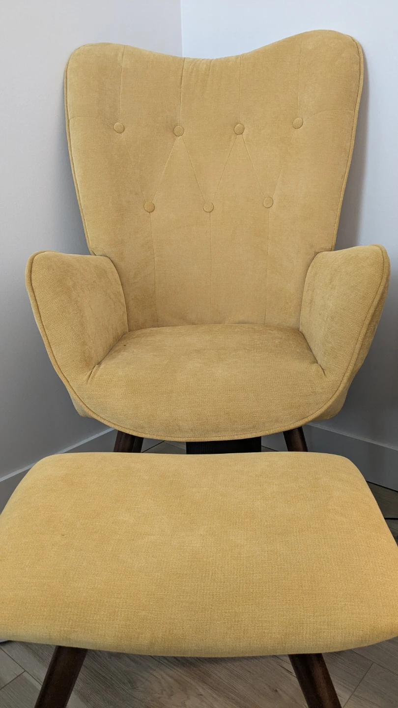 Yellow Accent Chair with Ottoman - photo 2