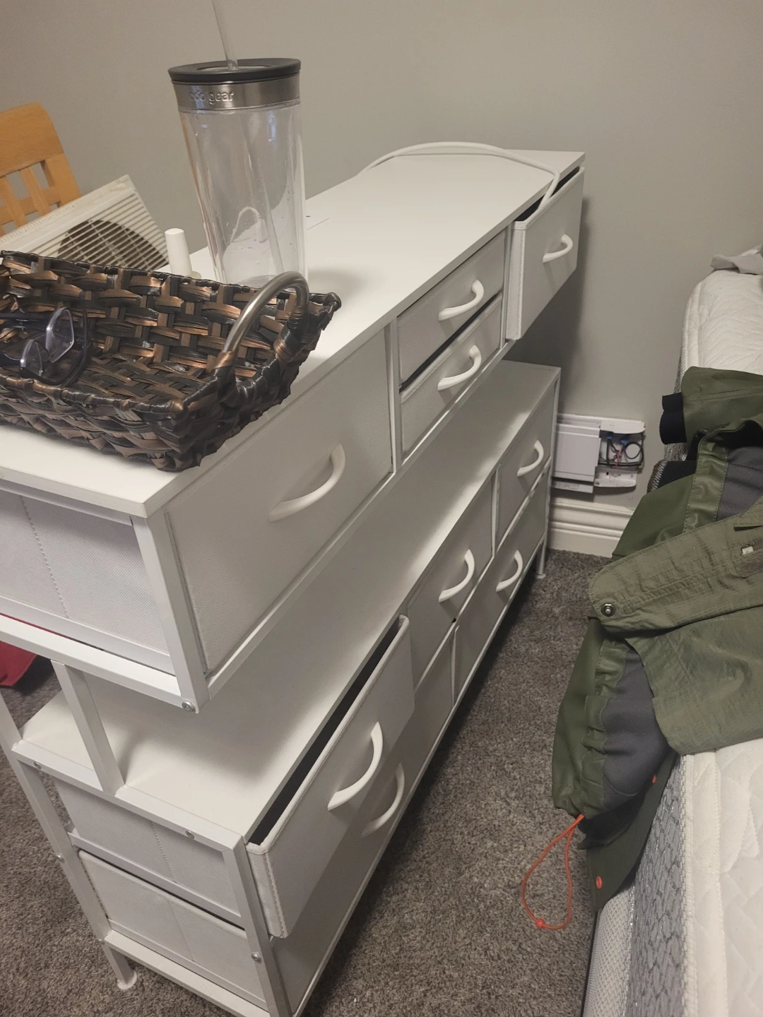 White Fabric Drawer Dresser