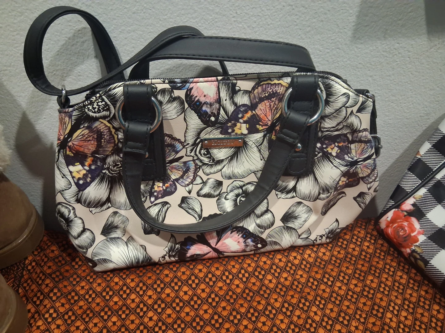 KOLTOV Women's Floral Butterfly Satchel Handbag