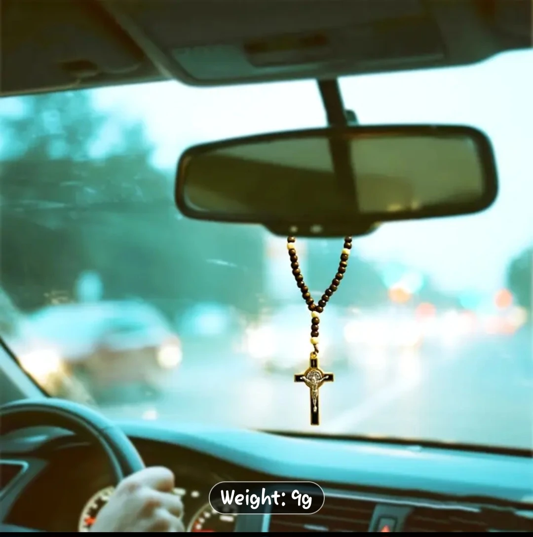 Car Rosary Beads with Cross Pendant