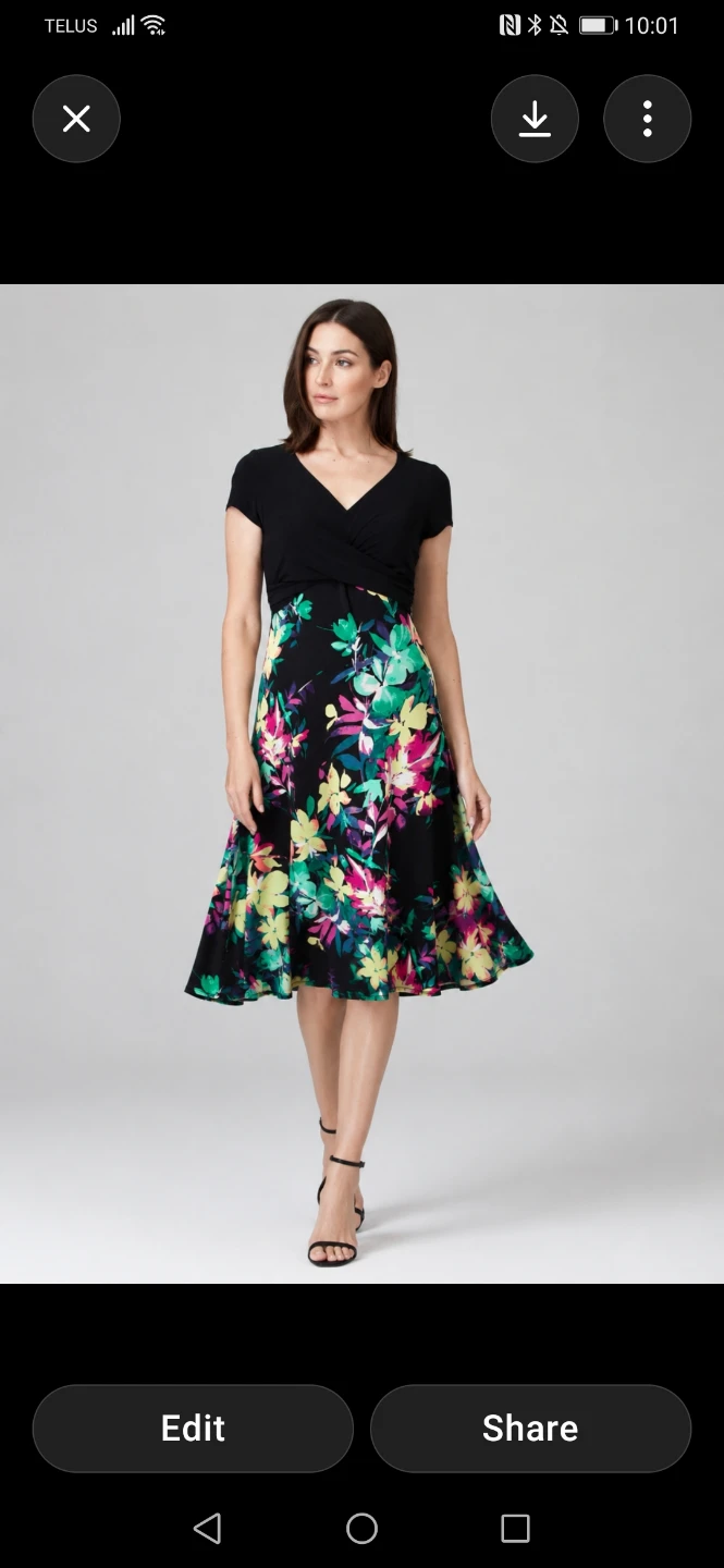 Joseph Ribkoff Black Floral Wrap Dress Size 6