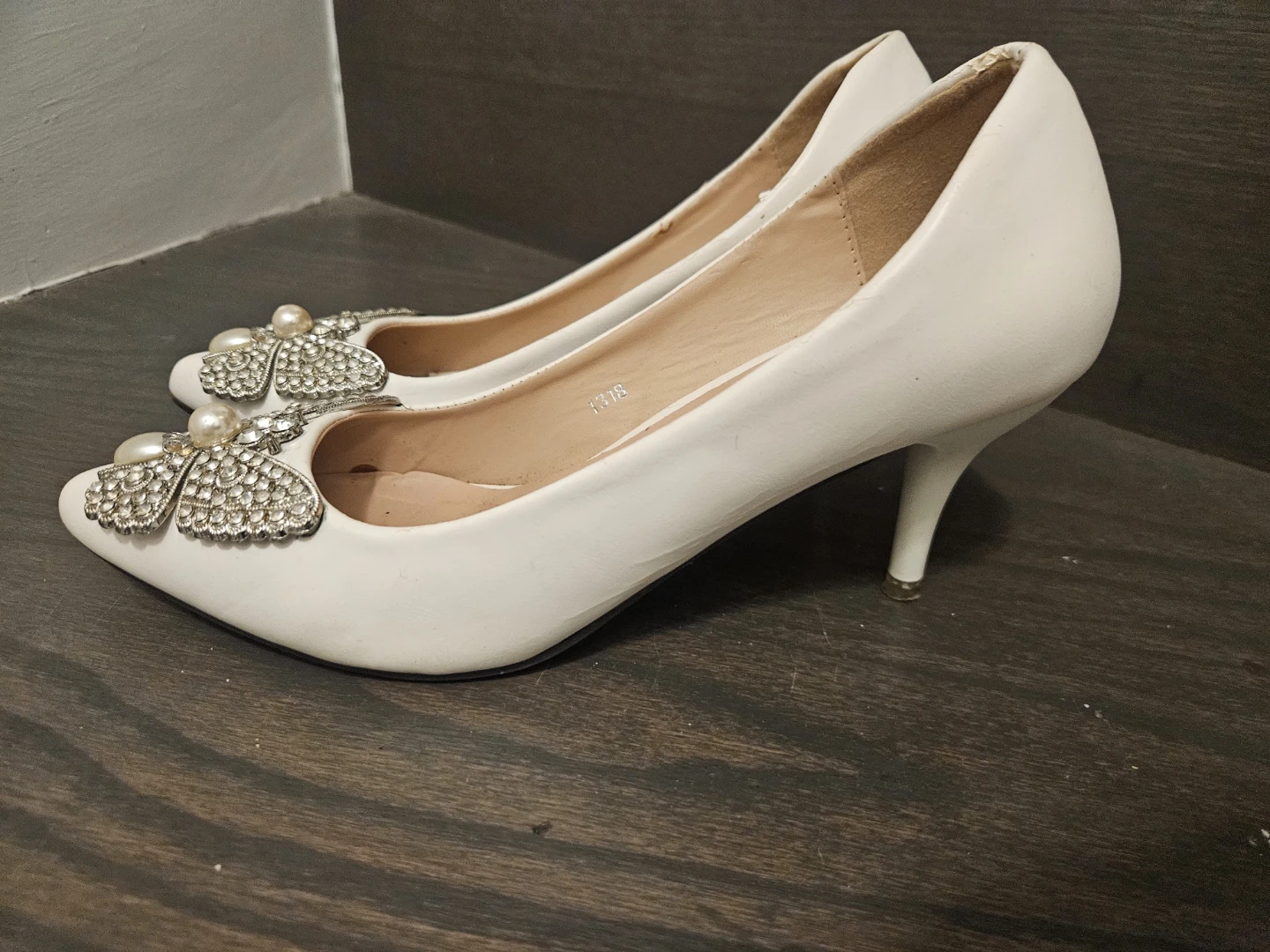 White Heels with Butterfly Embellishments - photo 2
