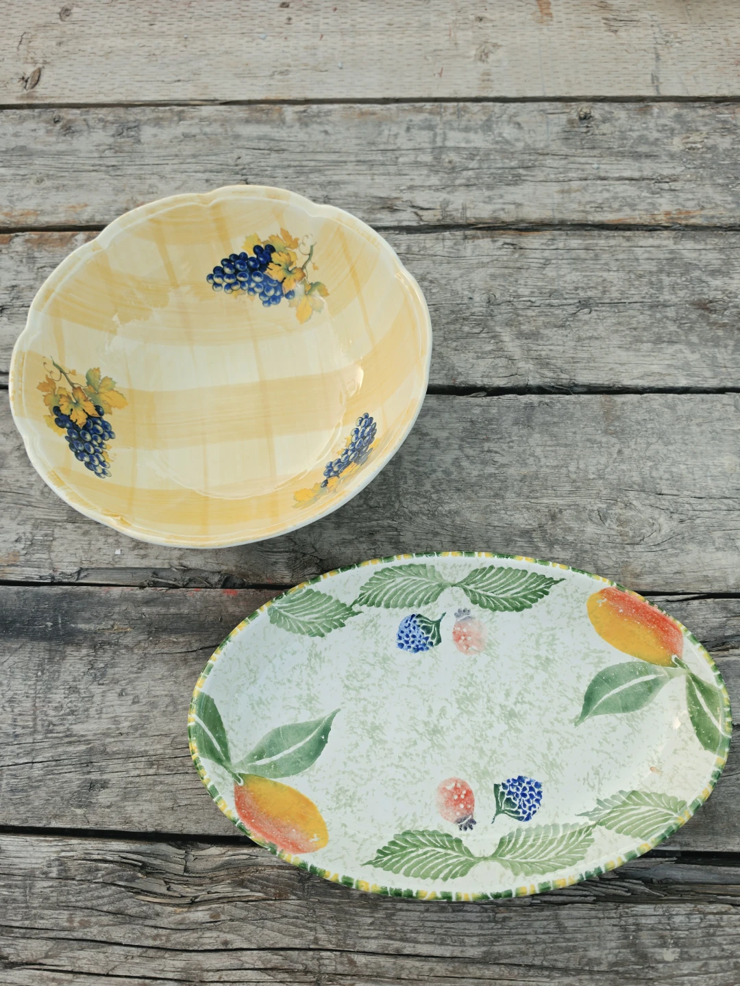 Yellow Gingham Ceramic Serving Bowl ITALY 🇮🇹