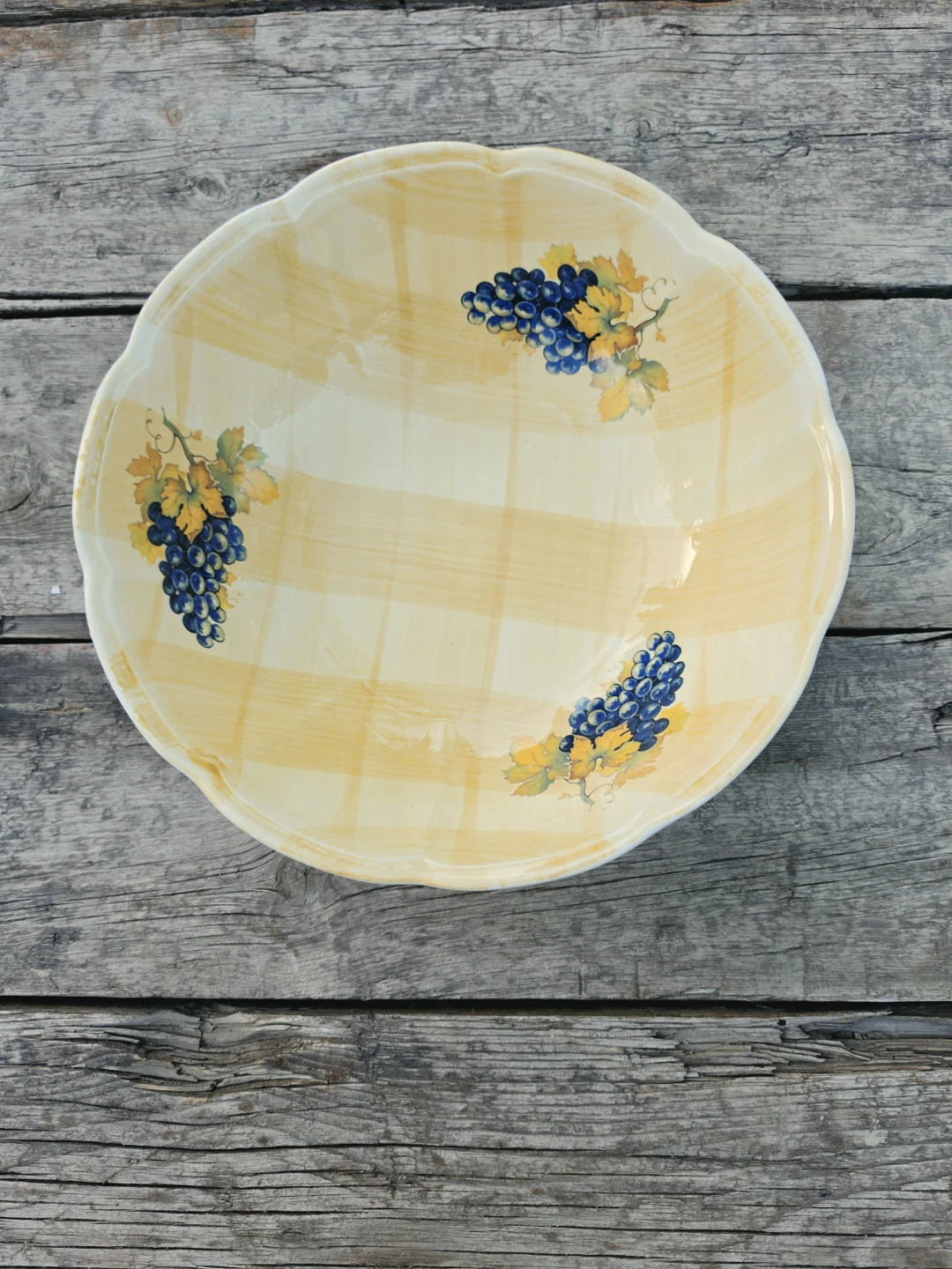 Yellow Gingham Ceramic Serving Bowl ITALY 🇮🇹 - photo 3