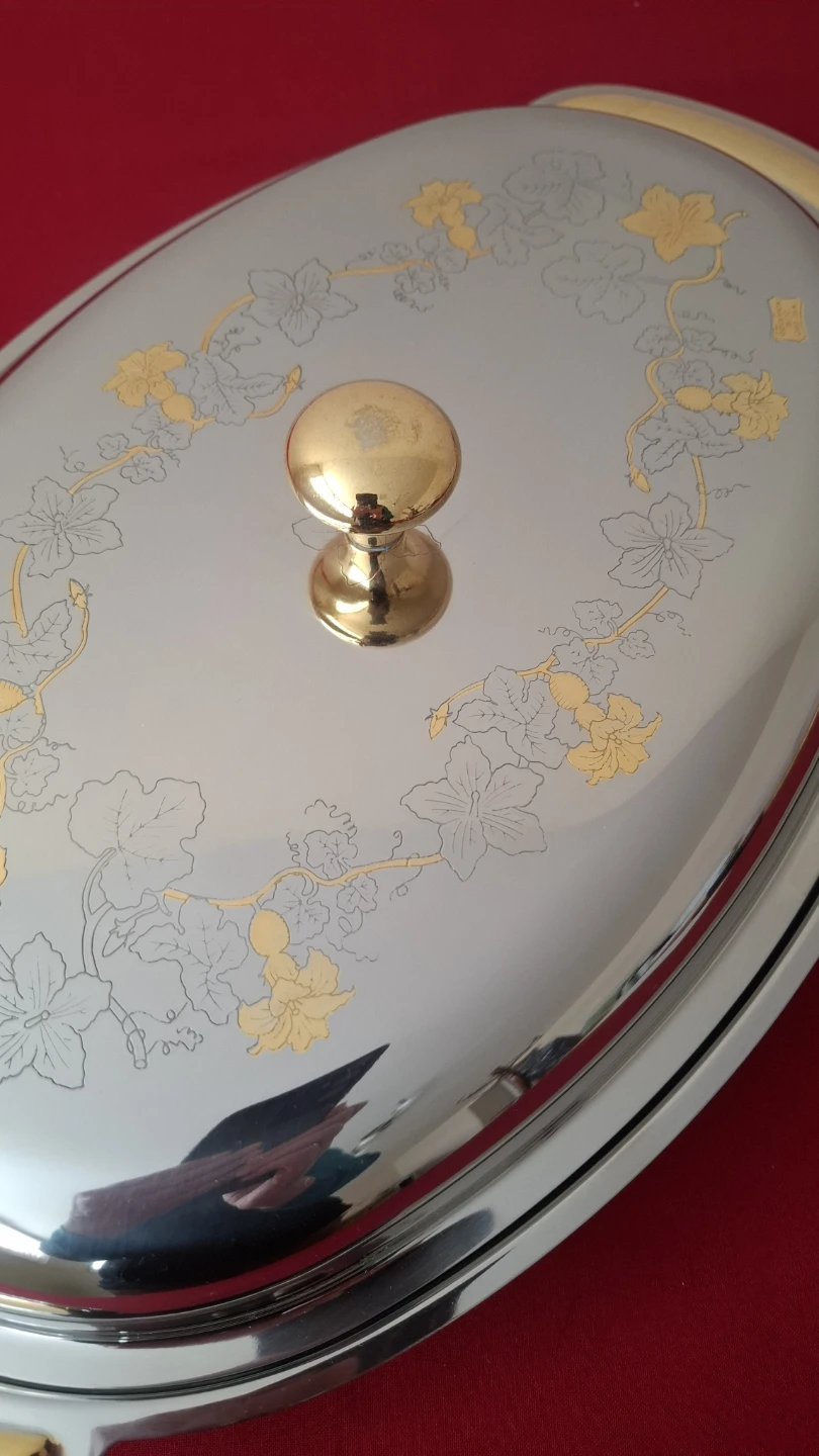 Stainless Steel Serving Dish with Gold Handles - photo 2
