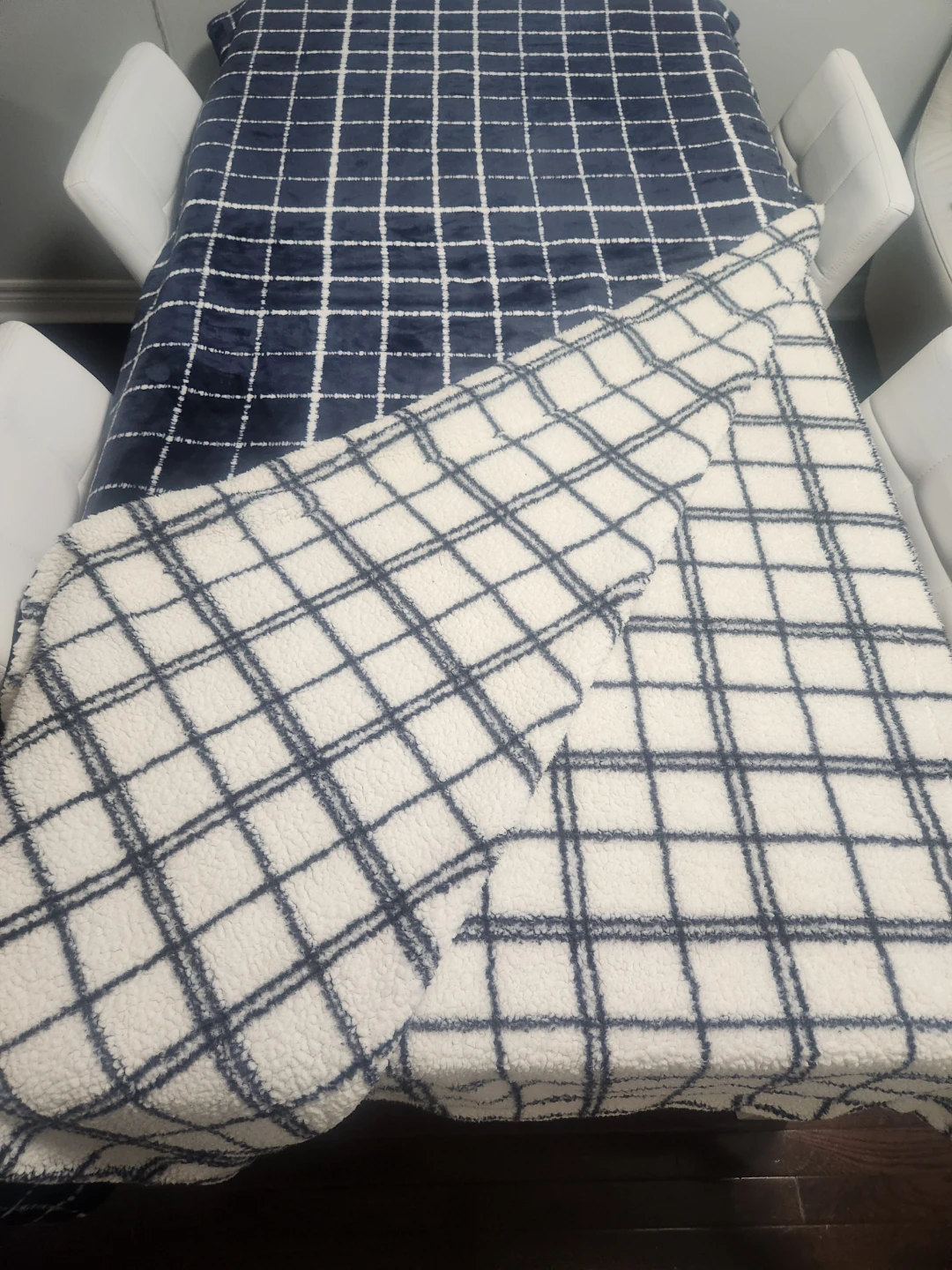Blue Plaid Fleece Blanket Throw
