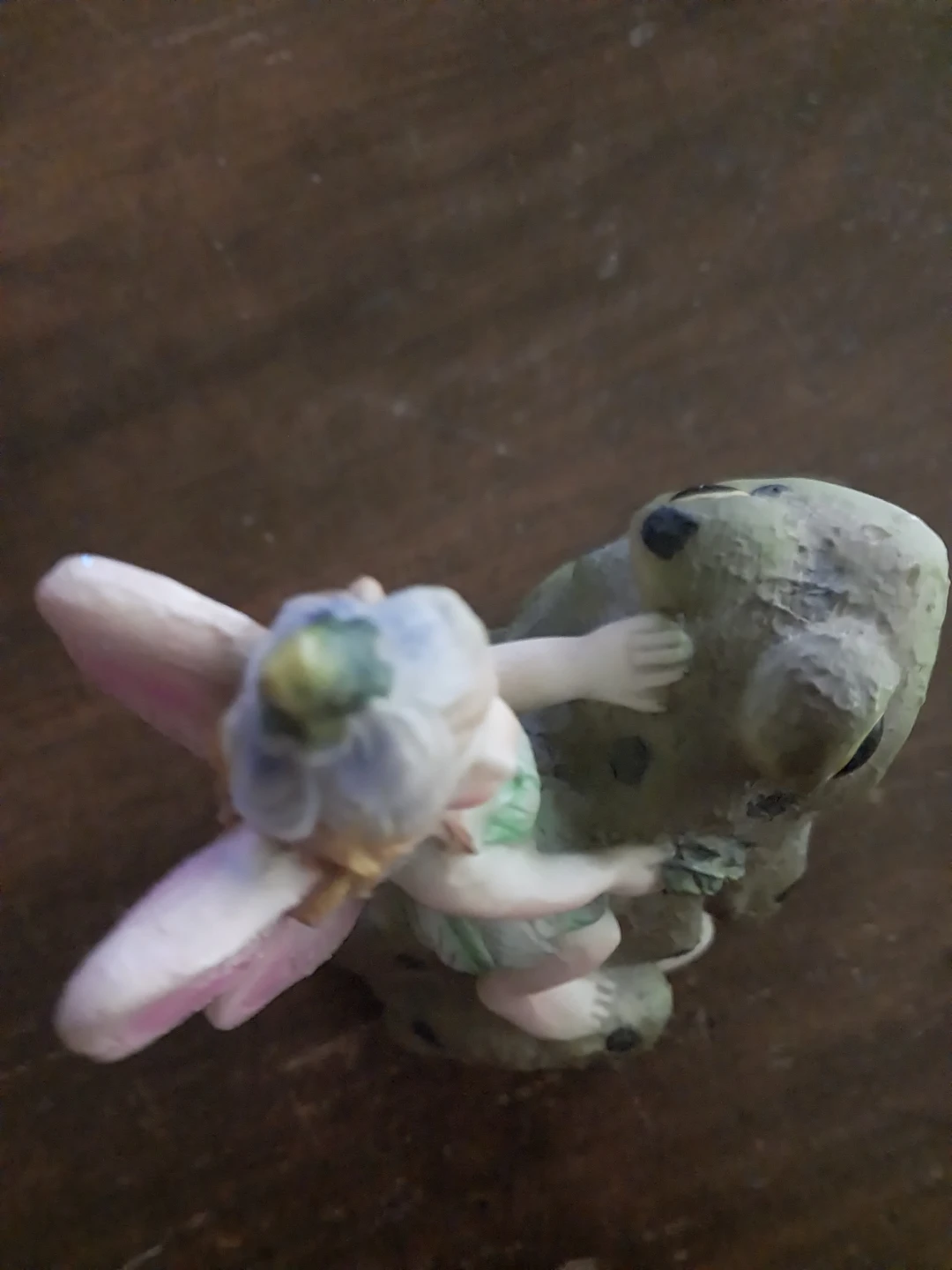 Fairy riding a frog figurine - photo 2