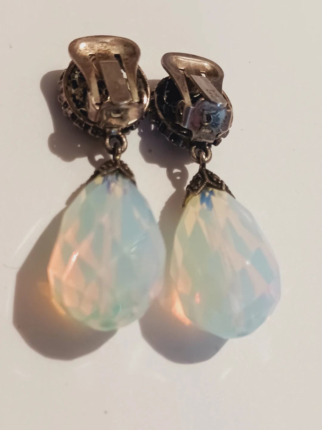 Gorgeous Sterling Silver 925 Moonstone Clip-on Earrings - photo 4