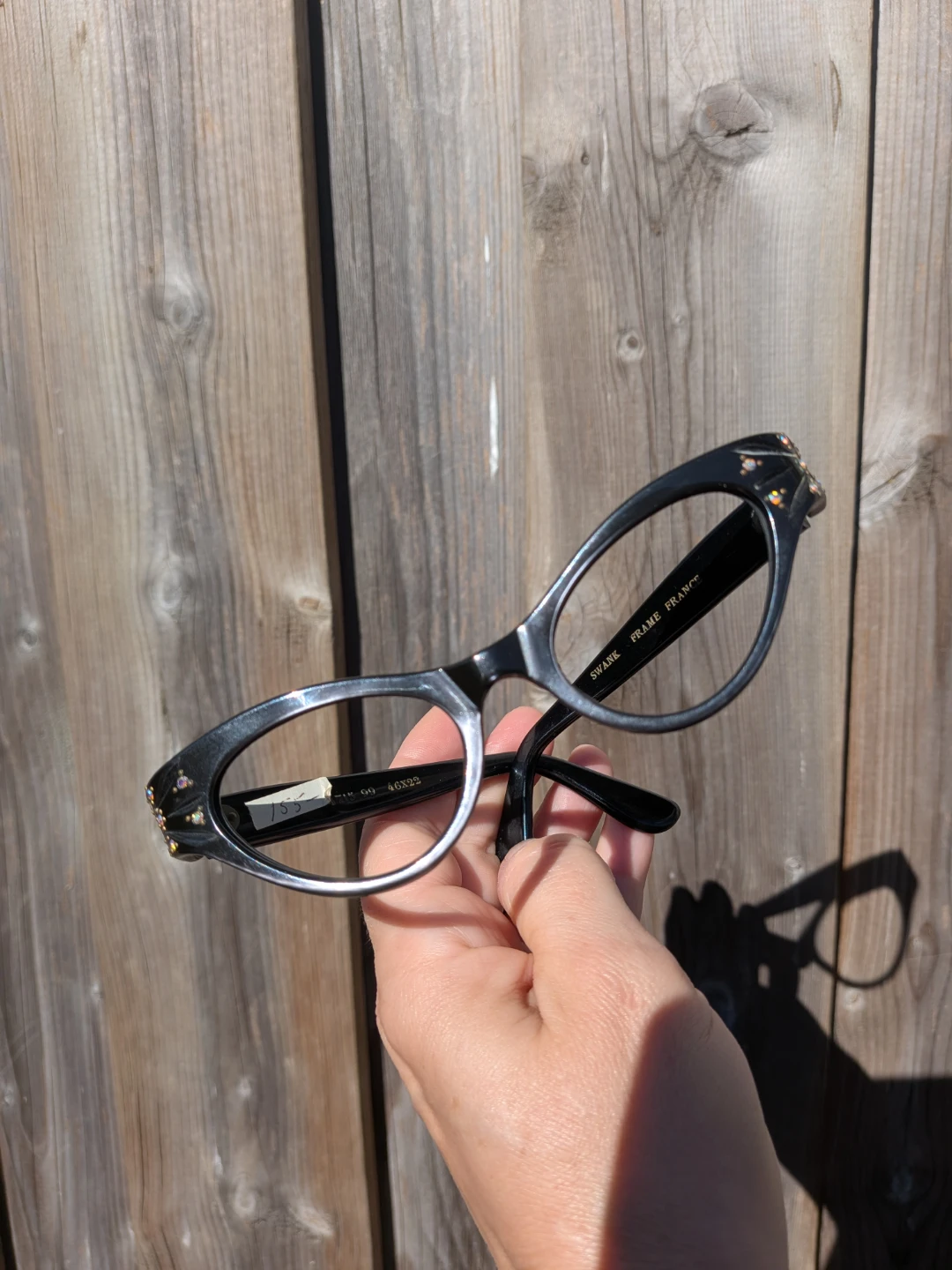 Vintage 50's Black Cat Eye Glasses Frame w Rhinestones - photo 2