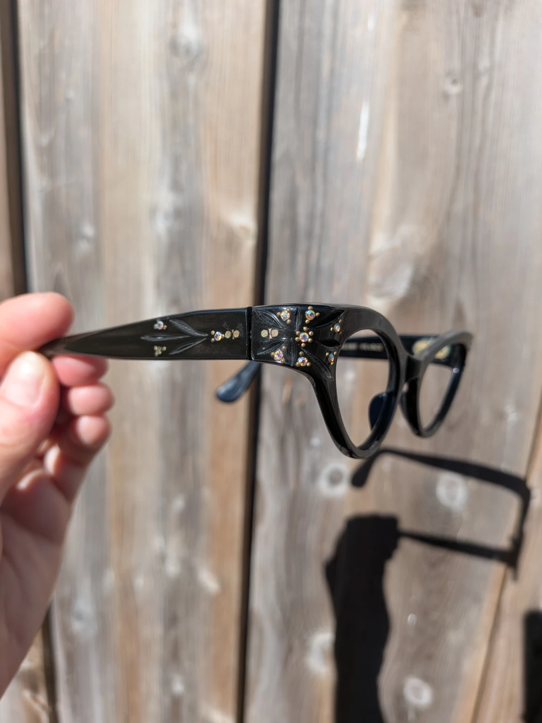 Vintage 50's Black Cat Eye Glasses Frame w Rhinestones - photo 5