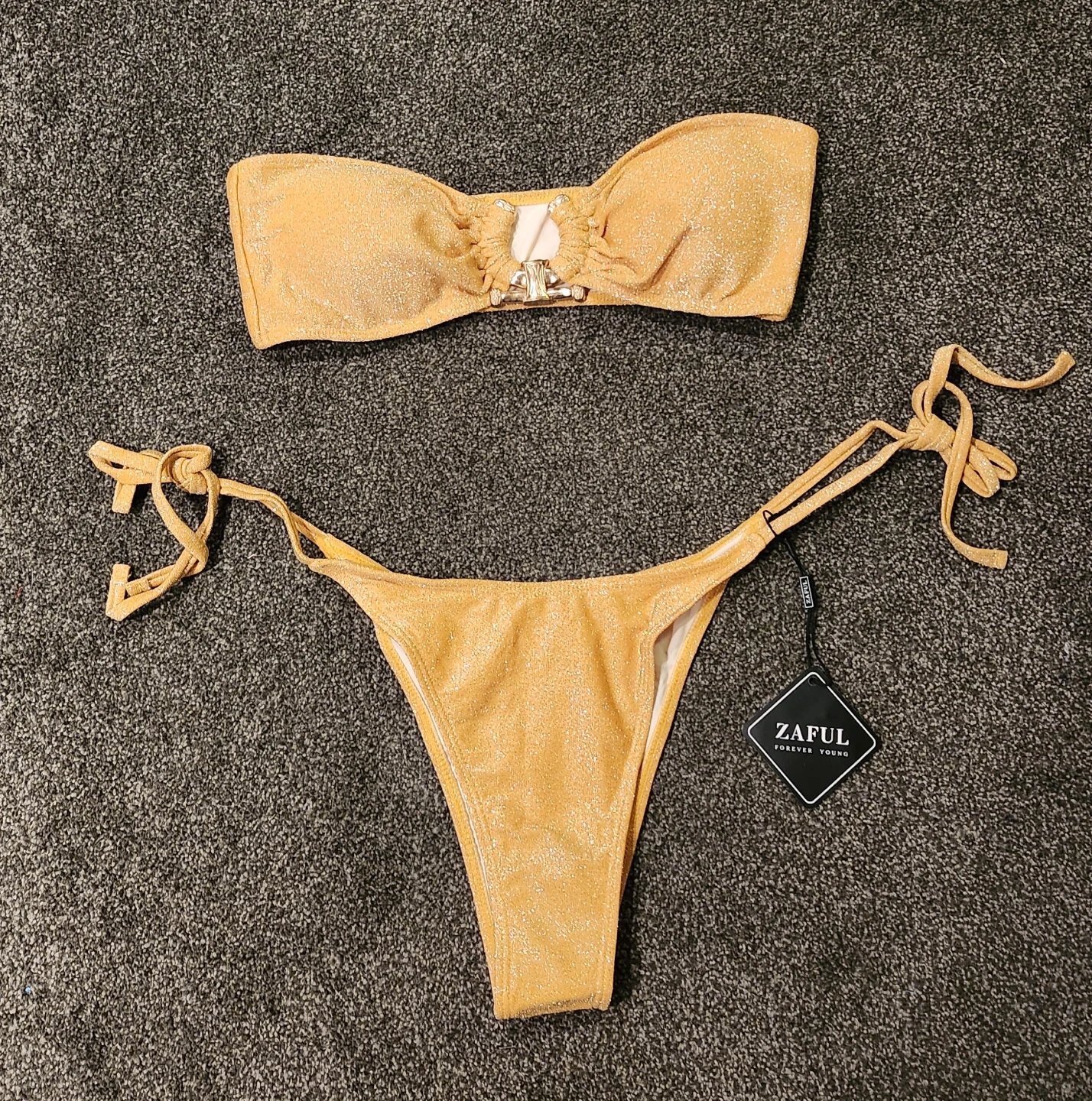 Zaful Gold Glitter Bikini Set
