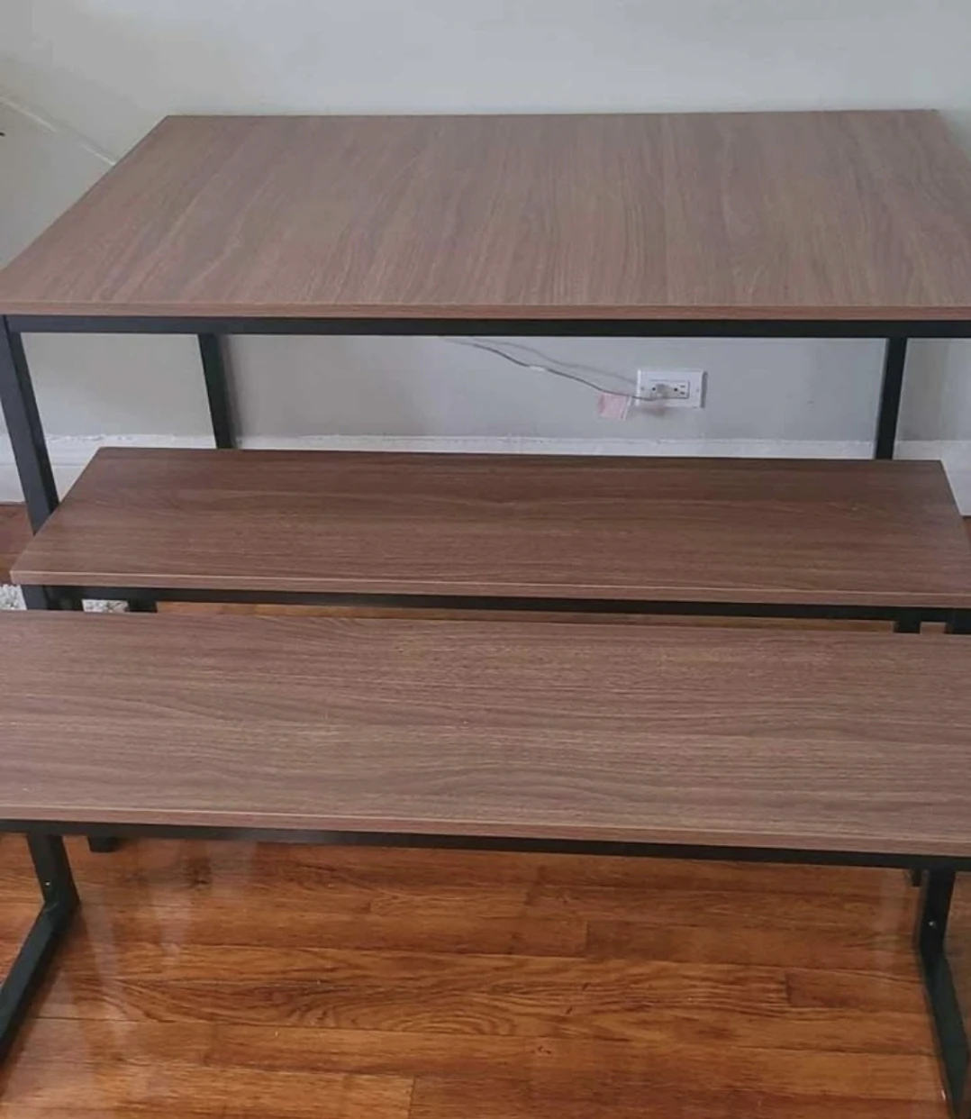 Dining table with benches..