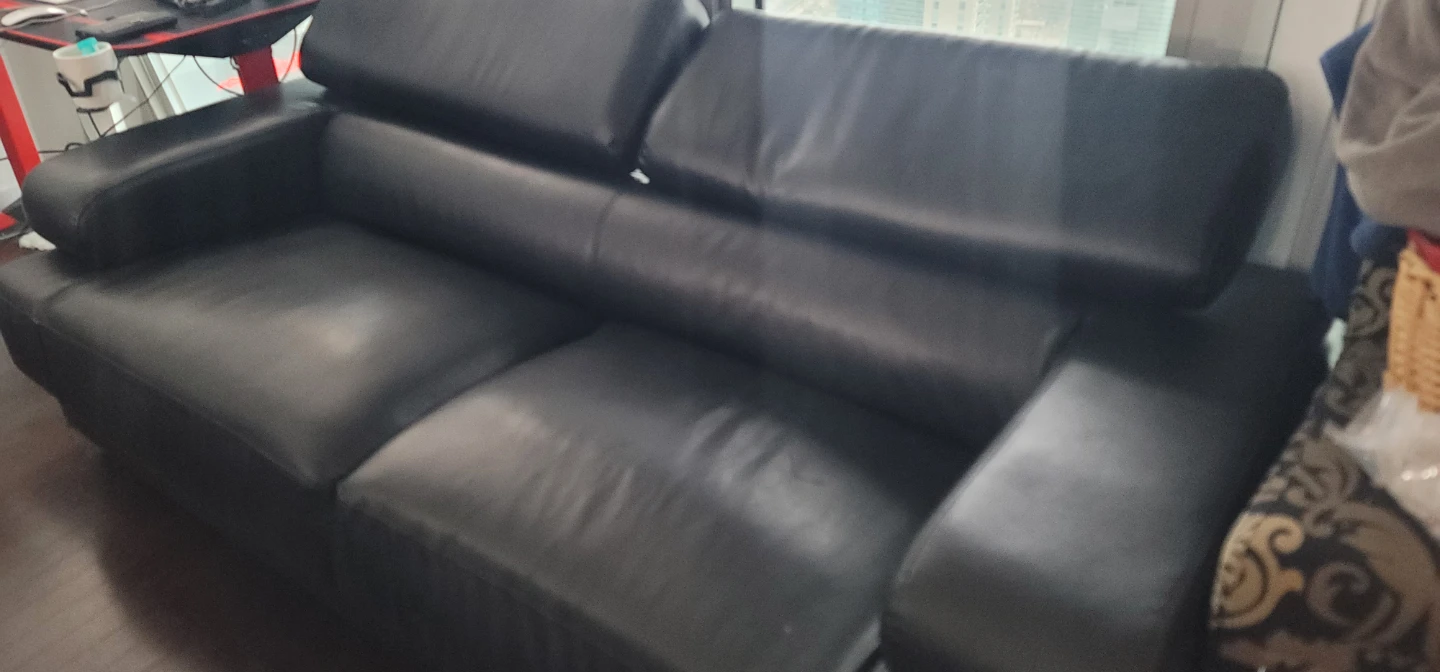 Black Leather Sofa - photo 3