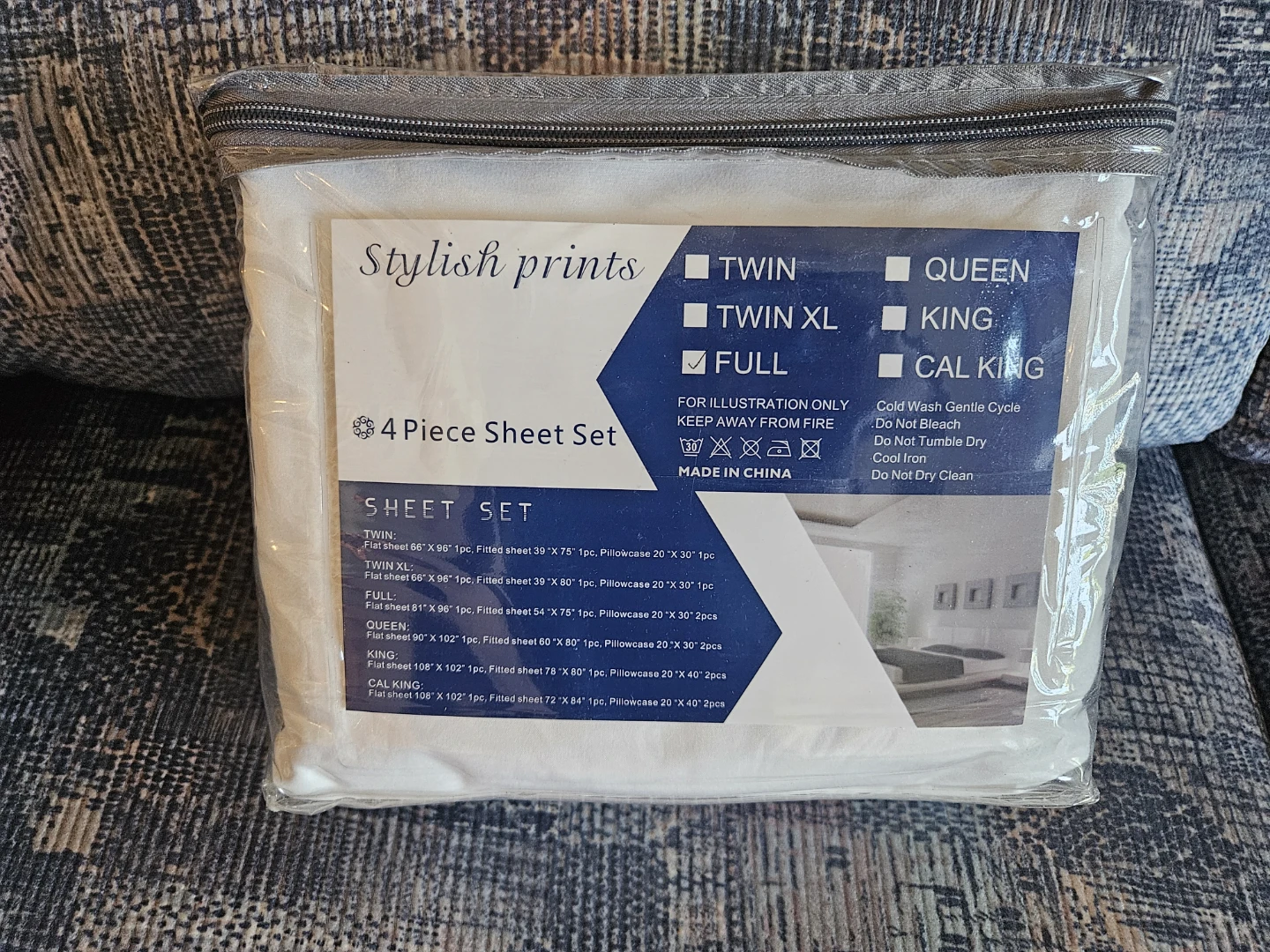 New White Full Size (Double) 4 Piece Sheet Set