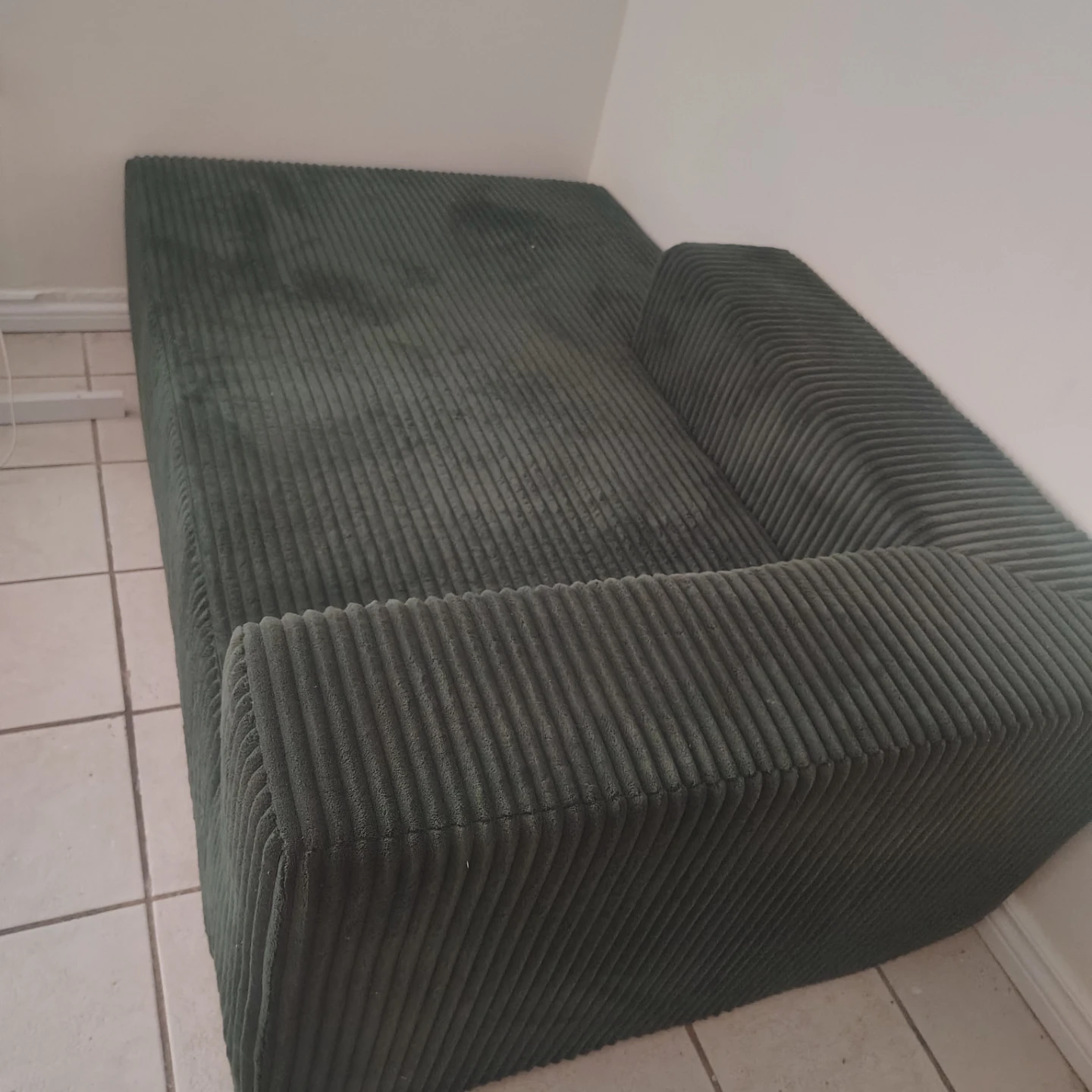 Green Corduroy Chaise Lounge Sofa