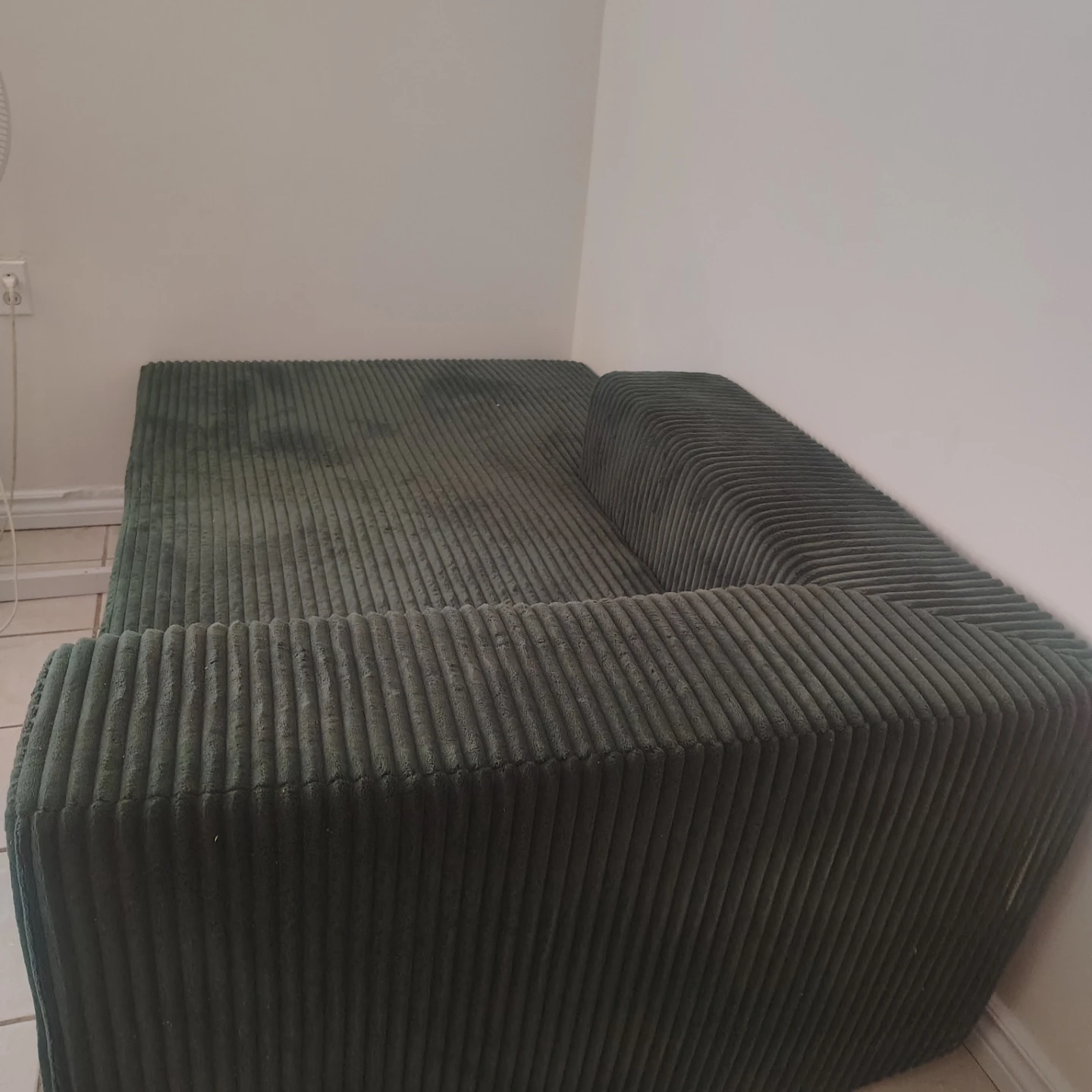 Green Corduroy Chaise Lounge Sofa - photo 2