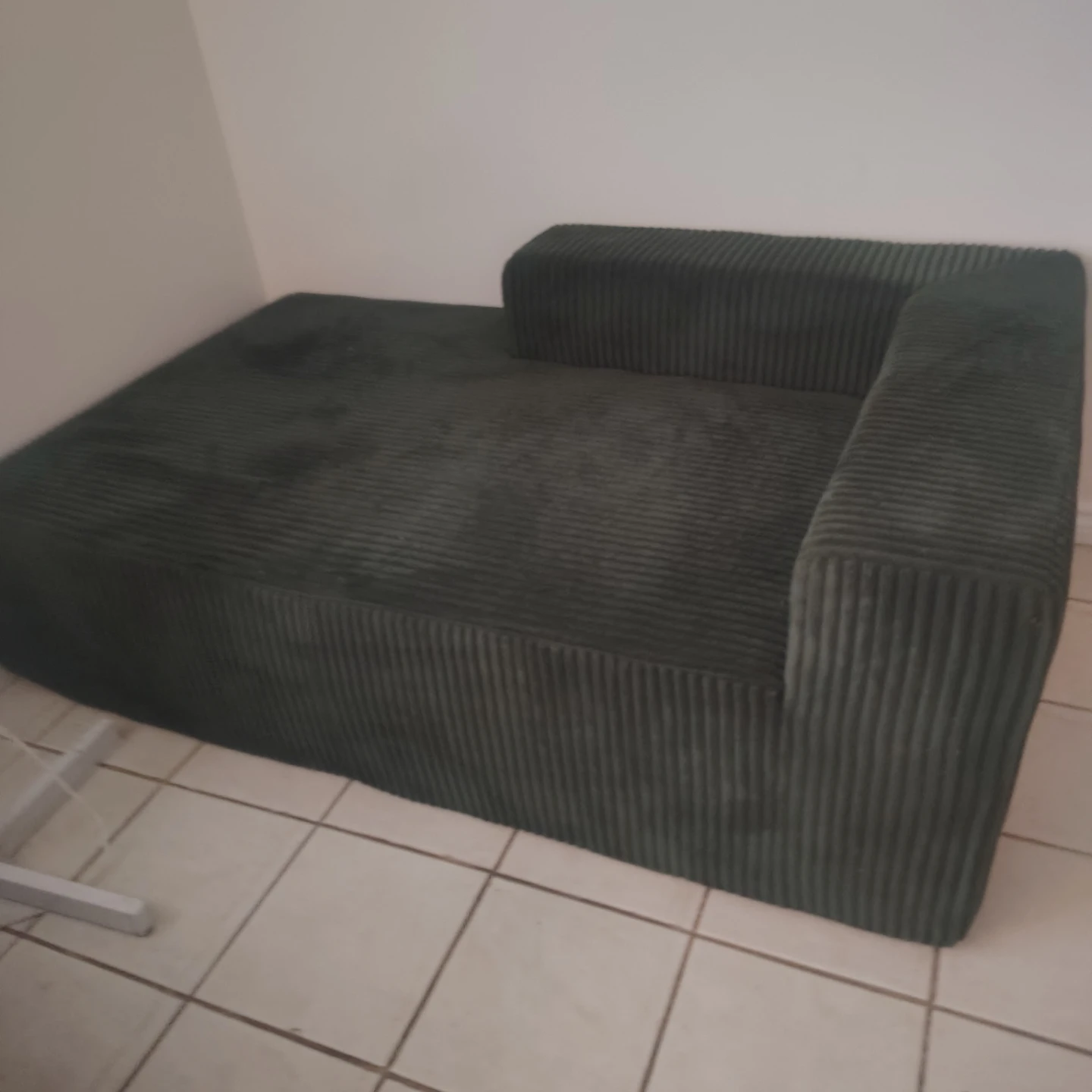 Green Corduroy Chaise Lounge Sofa - photo 3
