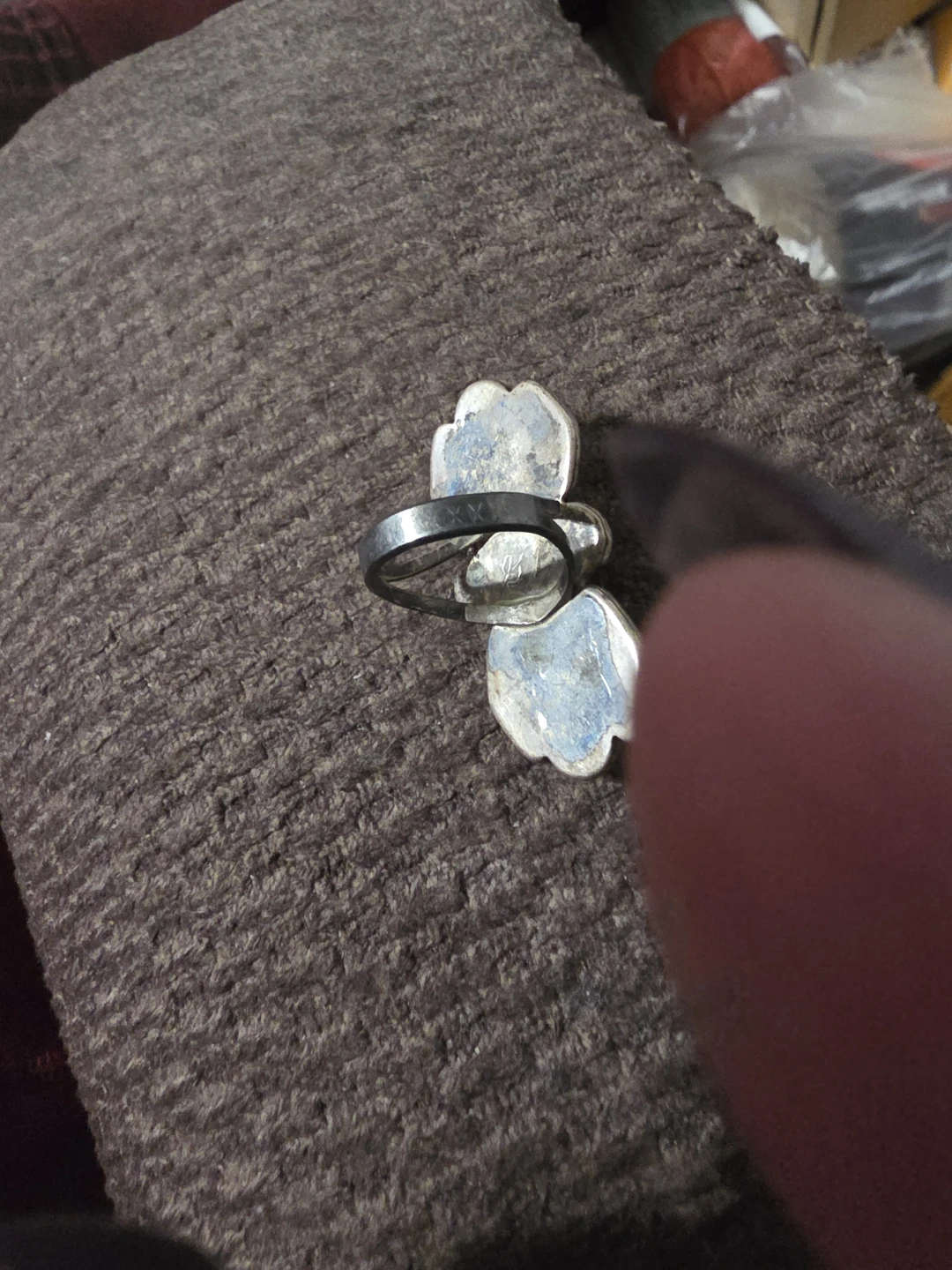 Turquoise and Coral  sterling silver ring - photo 2