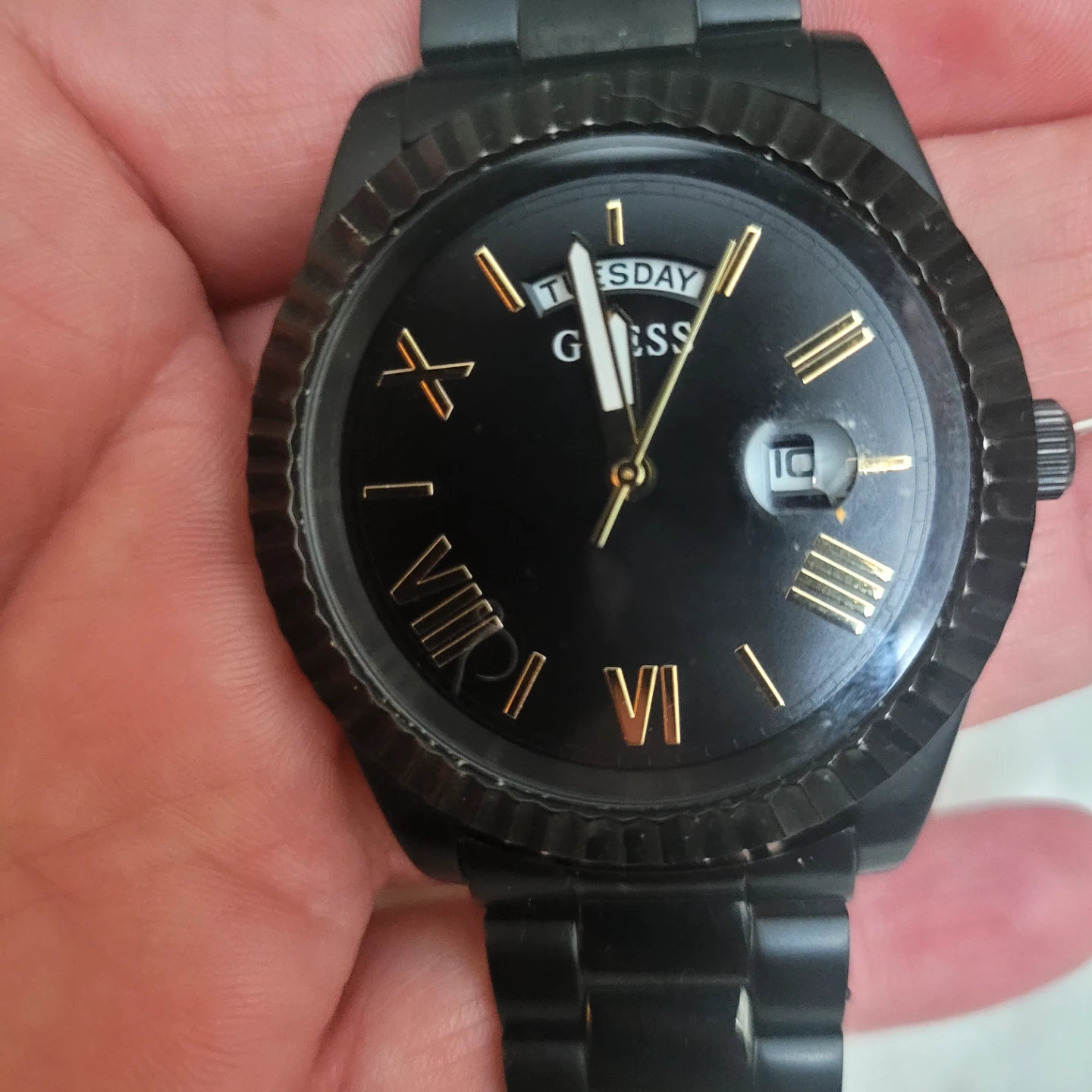 GUESS Black Watch with Day and Date