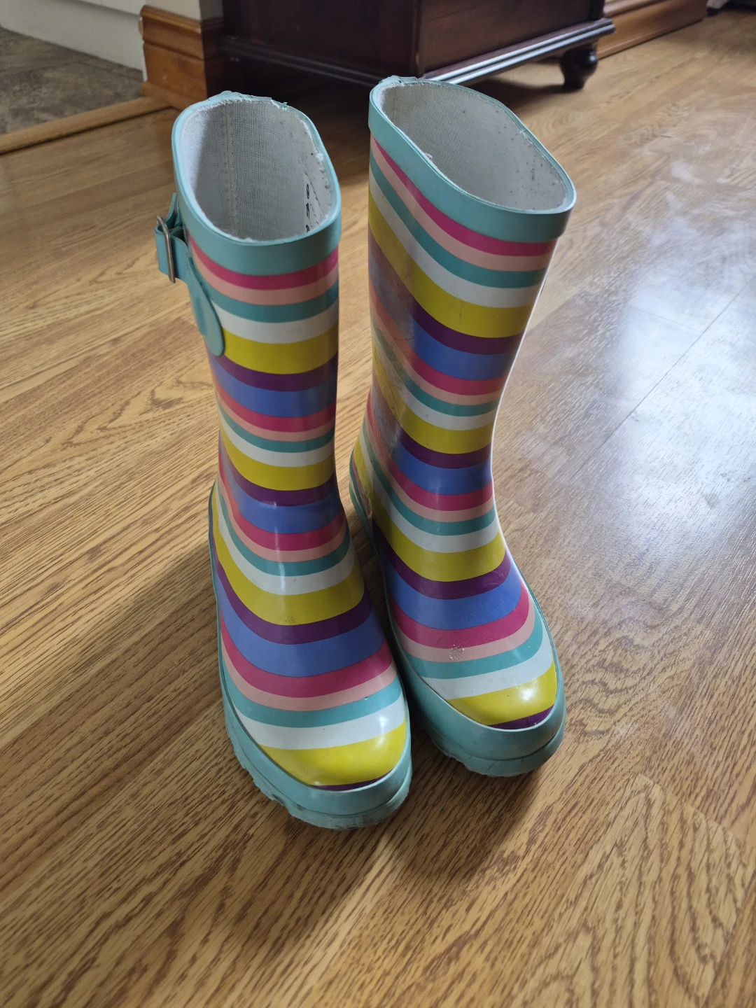 Girls' Striped Rubber Rain Boots