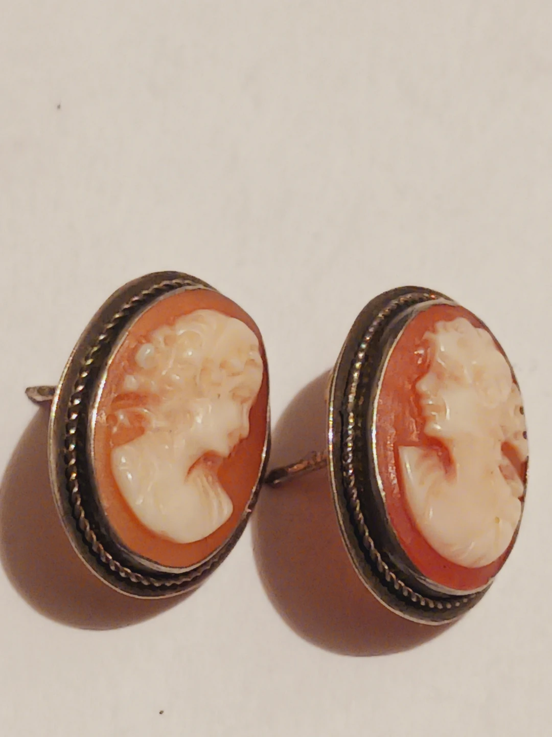 Sterling Silver 925 Gorgeous Vintage Cameo Earrings - photo 2